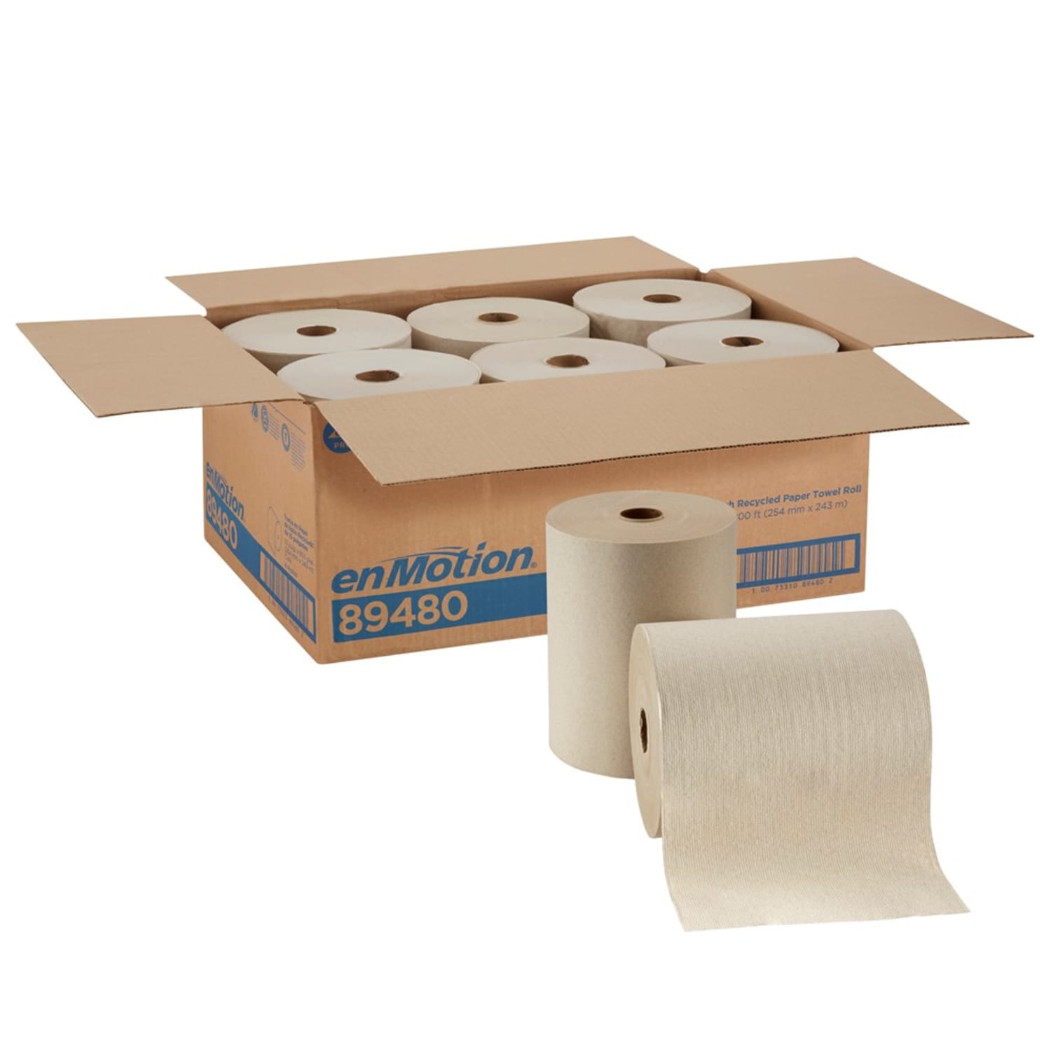 enMotion 10in Paper Towel Rolls, 1-Ply, 10inx 800ft, 100% Recycled Fiber, Brown, 800 ft Per Roll, 6 Rolls Per Case