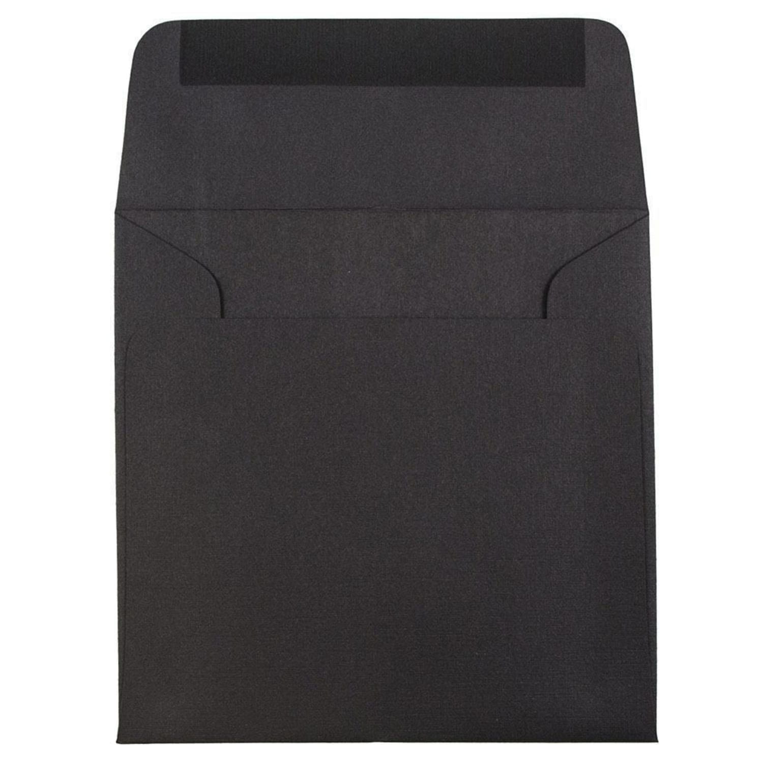 JAM Paper Square Linen Envelopes, 5in x 5in, Gummed Seal, 30% Recycled, Black, Pack Of 25 - Image 3