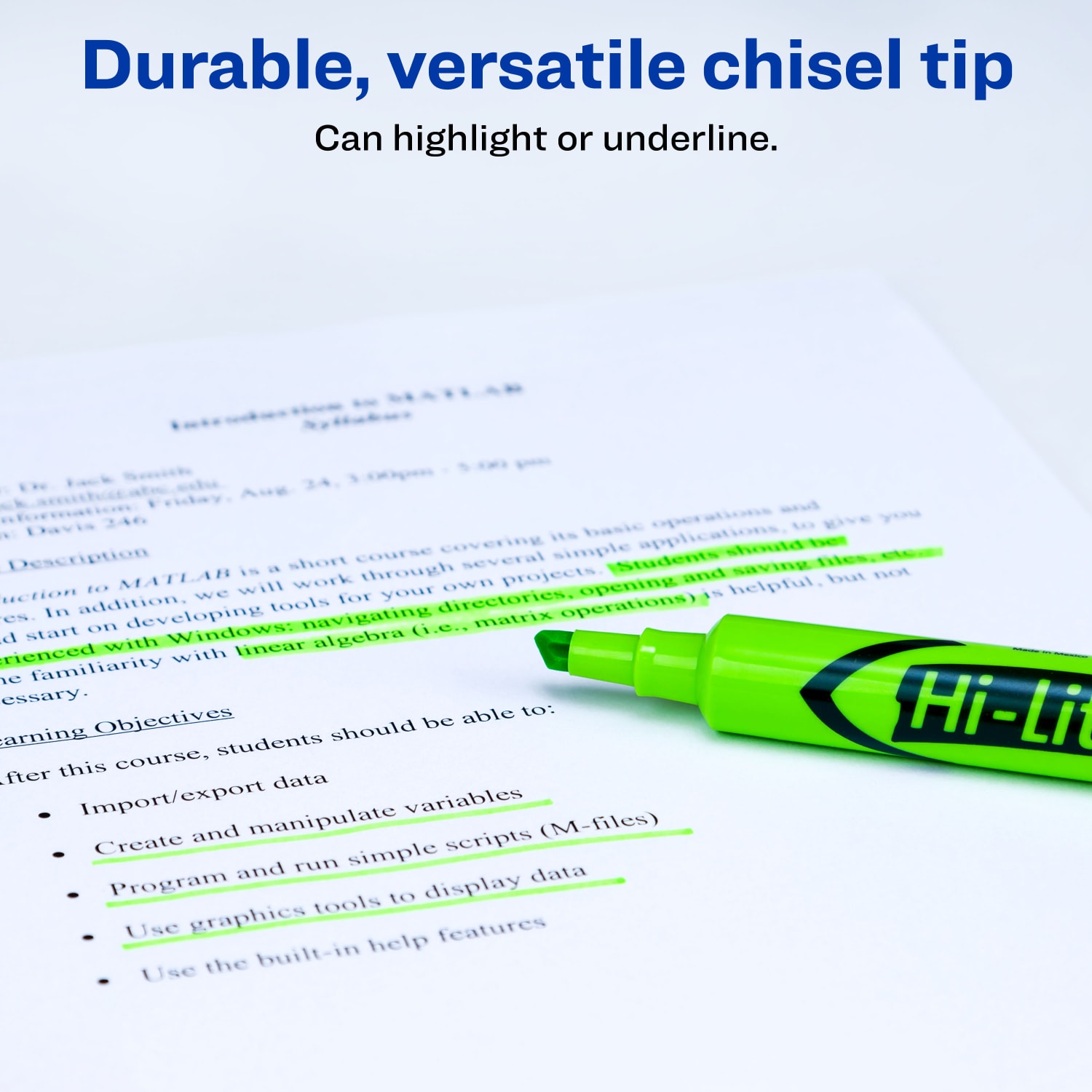 Avery Hi-Liter Highlighters, SmearSafe, Chisel Tip, Desk-Style, Fluorescent Green, Box Of 12 - Image 4