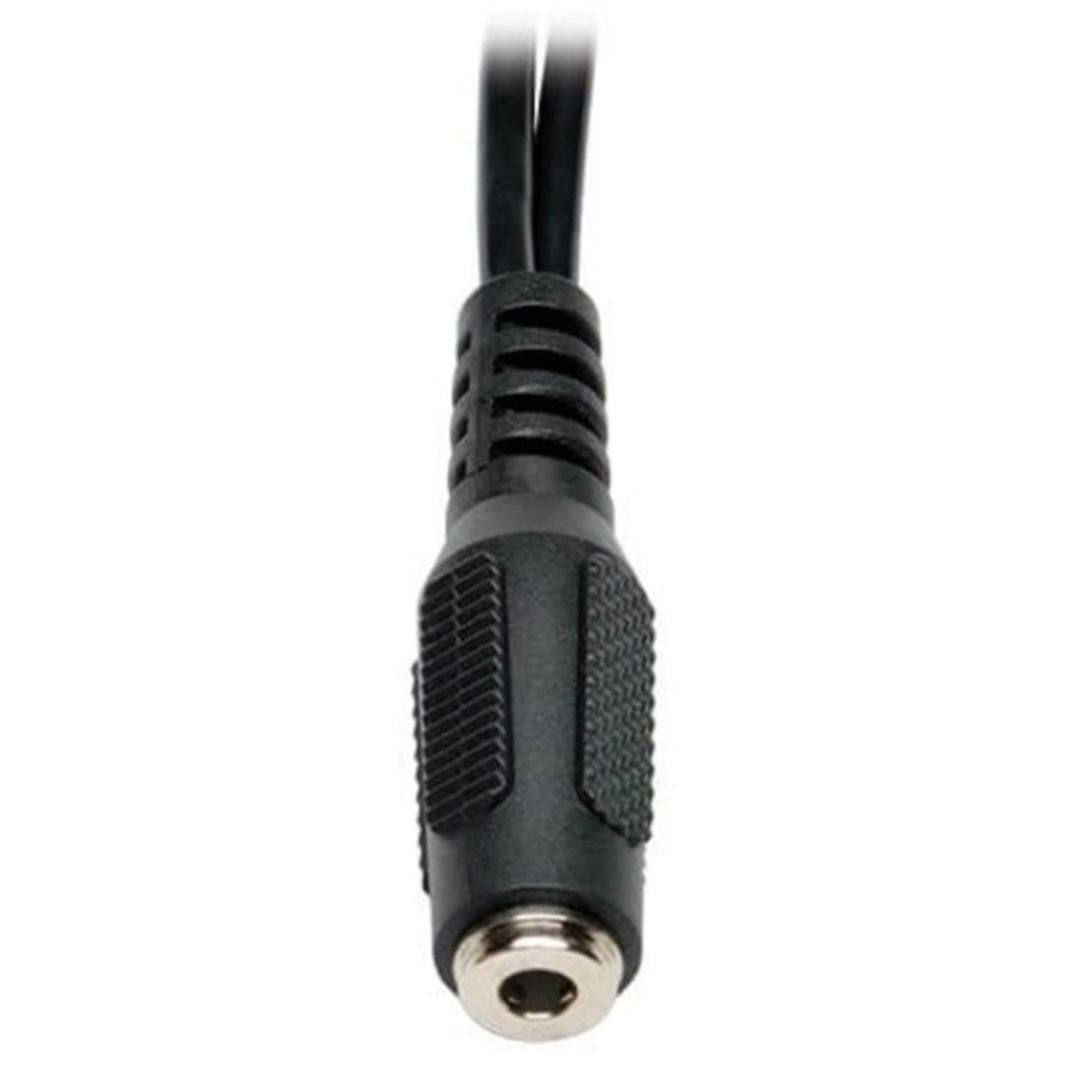 Eaton Tripp Lite Series 3.5 mm 4-Position to 3.5 mm 3-Position Audio Headset Splitter Adapter Cable (F/2xM), 6 in. (15.2 cm) - Headphones splitter - mini-phone stereo 3.5 mm male to 4-pole mini jack female - 5.9 in - black - Image 3