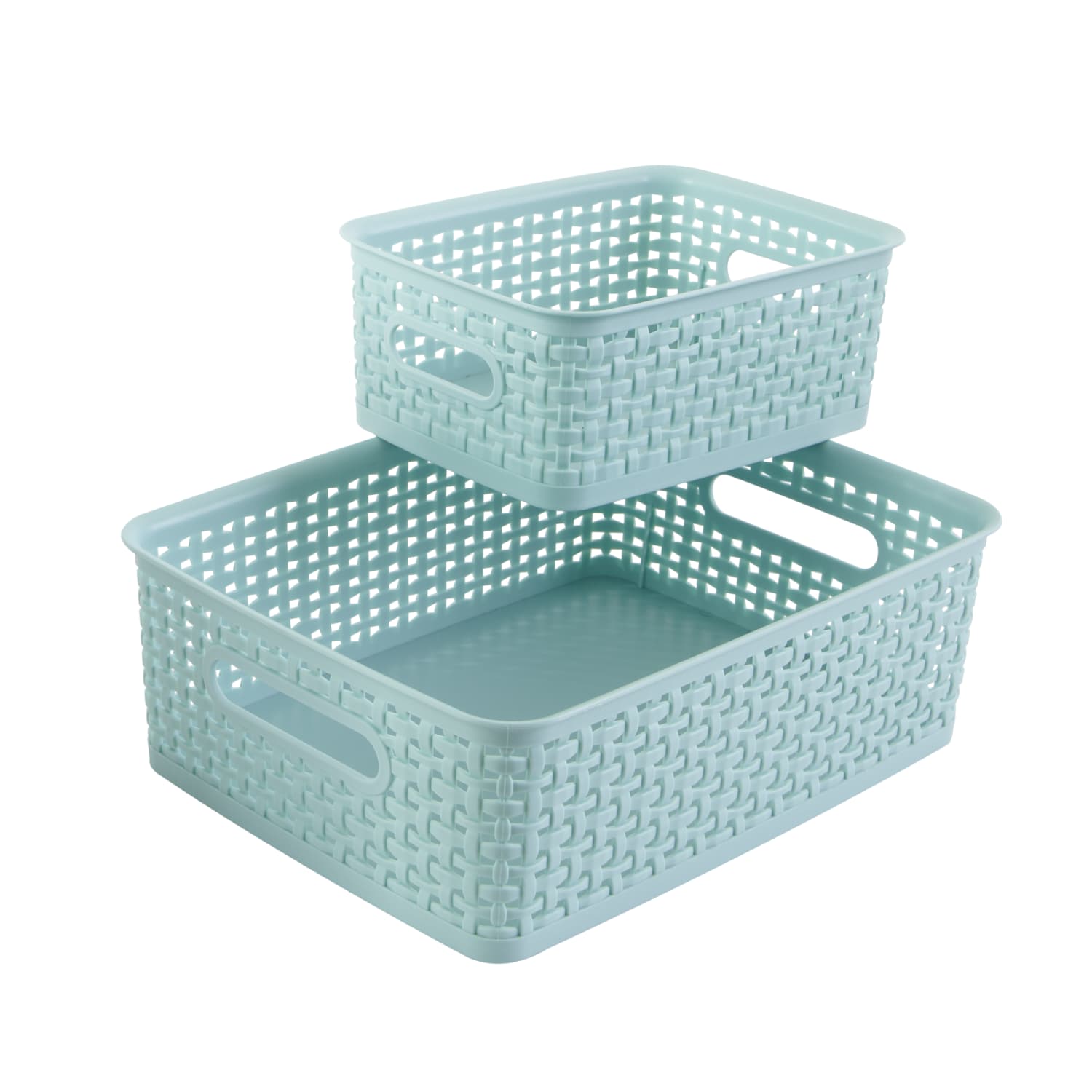 Realspace Plastic Weave Bin, Medium Size, Blue - Image 4