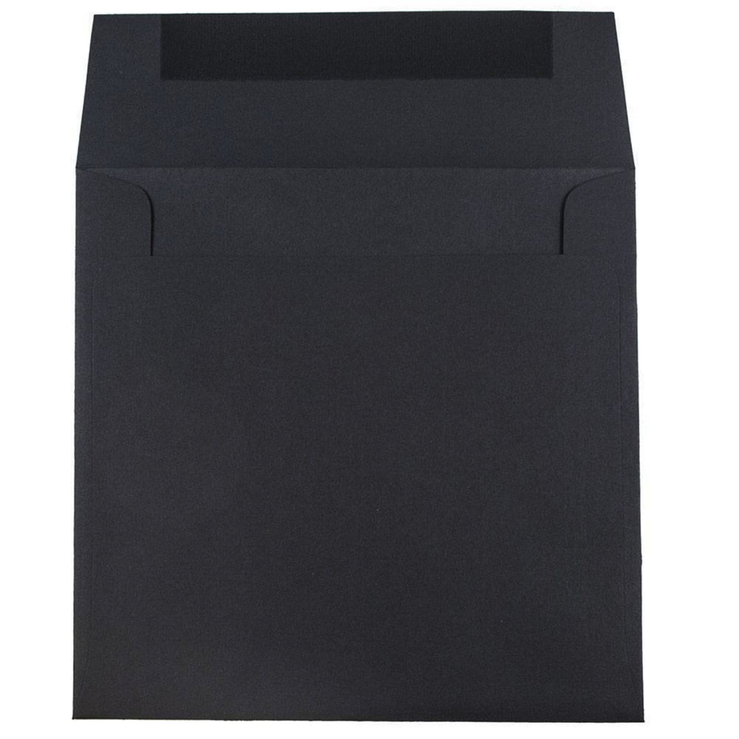 JAM Paper Square Linen Envelopes, 8 1/2in x 8 1/2in, Gummed Seal, 30% Recycled, Black, Pack Of 25 - Image 3