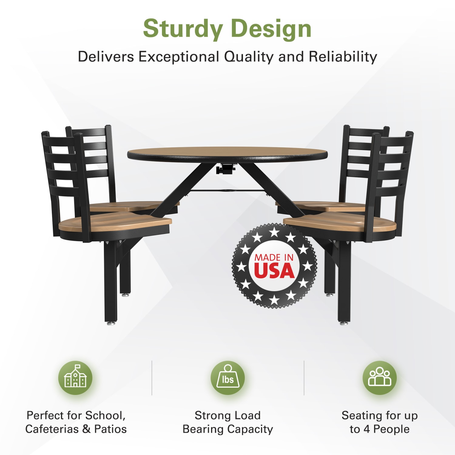 Palmer Hamilton Covey Indoor Cluster Table With 4 Seats, 29in x 54in, Fusion Maple/Natural - Image 5