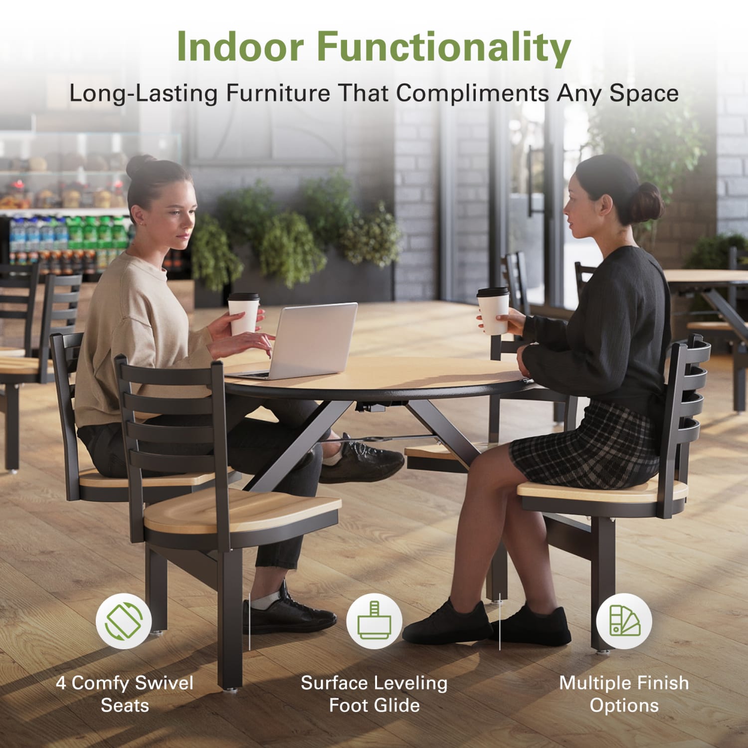 Palmer Hamilton Covey Indoor Cluster Table With 4 Seats, 29in x 54in, Fusion Maple/Natural - Image 6