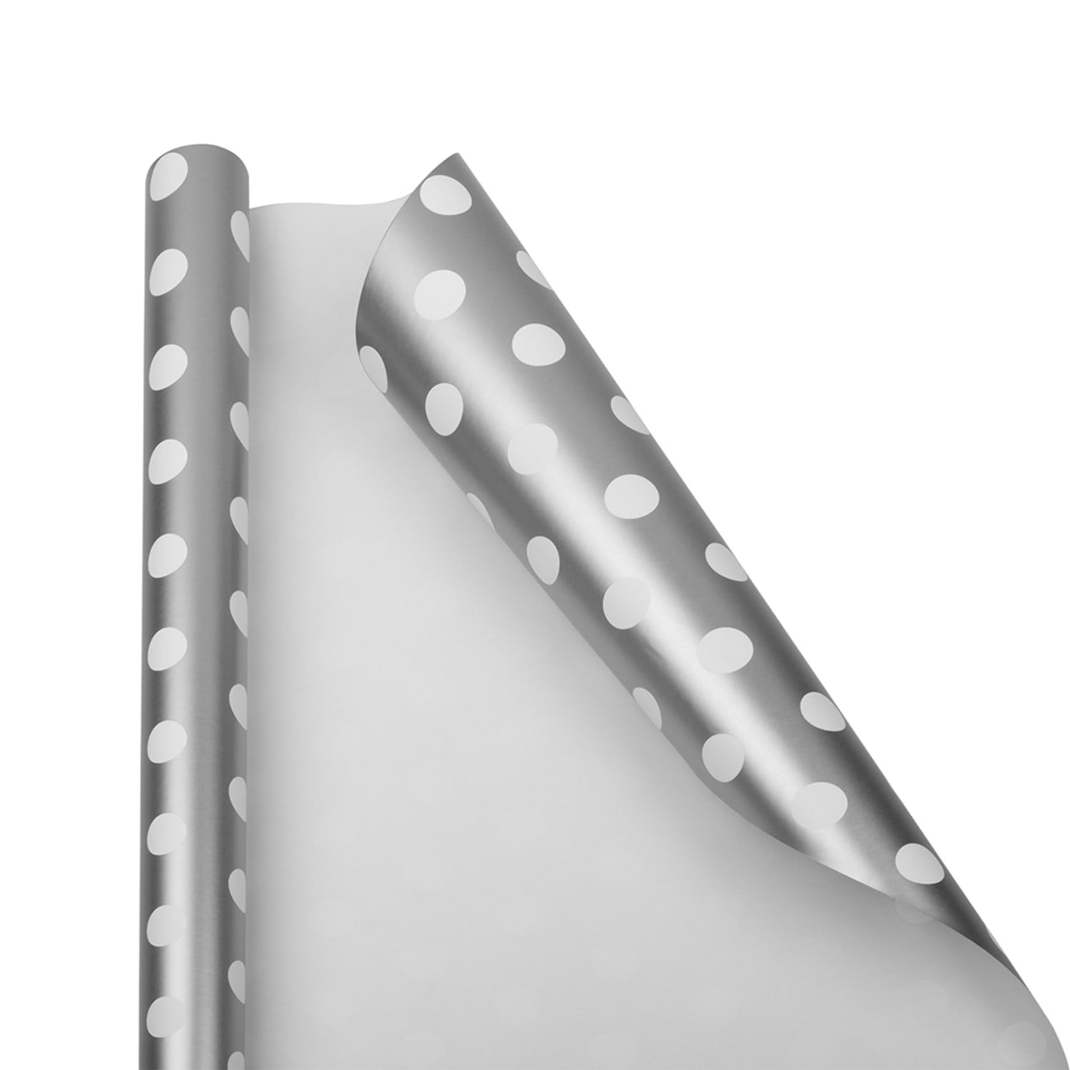JAM Paper Wrapping Paper, Polka Dot, 25 Sq Ft, Silver & White - Image 4