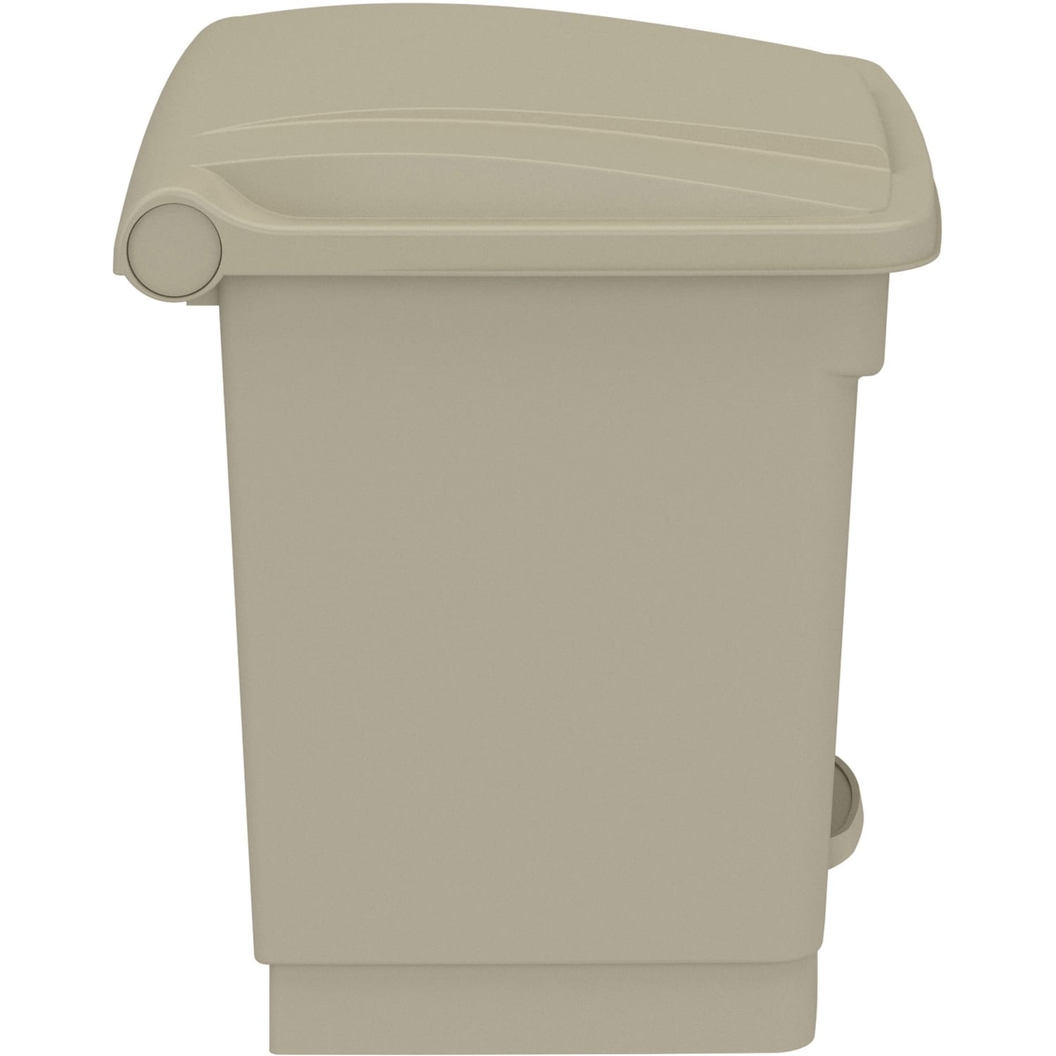 Safco Plastic Step-on Waste Receptacle - 8 gal Capacity - Easy to Clean, Foot Pedal, Lightweight - 17.3in Height x 16in Width x 16in Depth - Plastic - Tan - 1 / Carton - Image 3