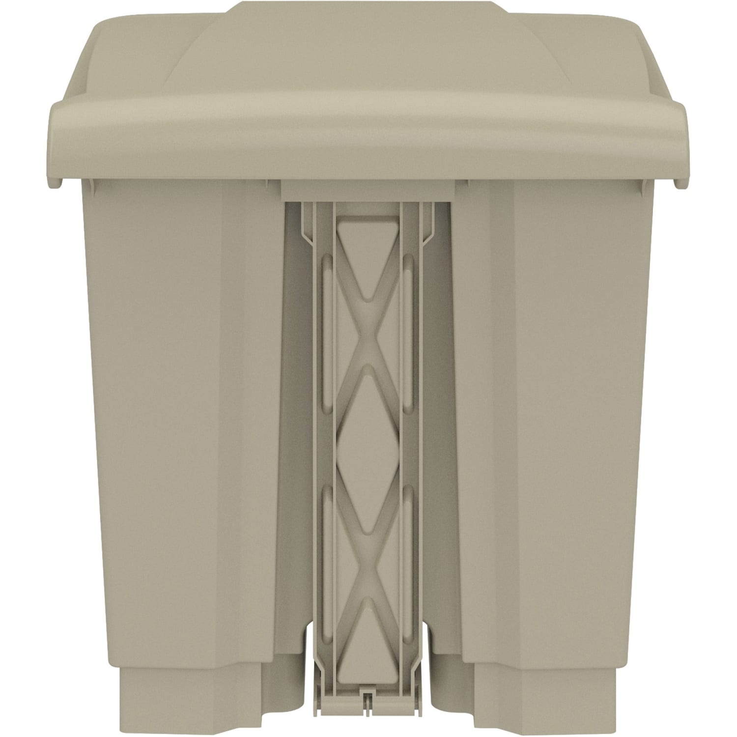 Safco Plastic Step-on Waste Receptacle - 8 gal Capacity - Easy to Clean, Foot Pedal, Lightweight - 17.3in Height x 16in Width x 16in Depth - Plastic - Tan - 1 / Carton - Image 5