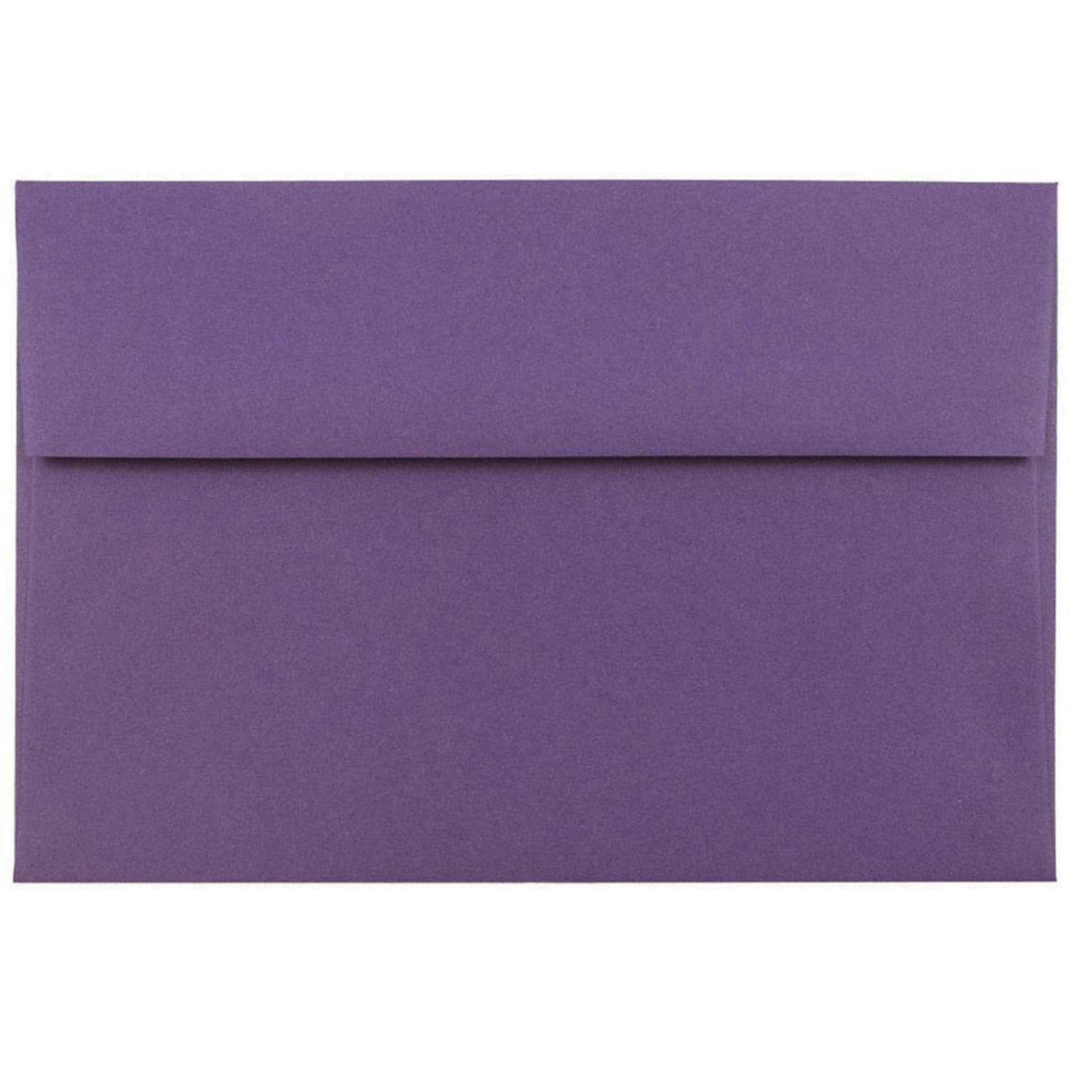 JAM Paper Booklet Invitation Envelopes, A7, Gummed Seal, Dark Purple, Pack Of 25