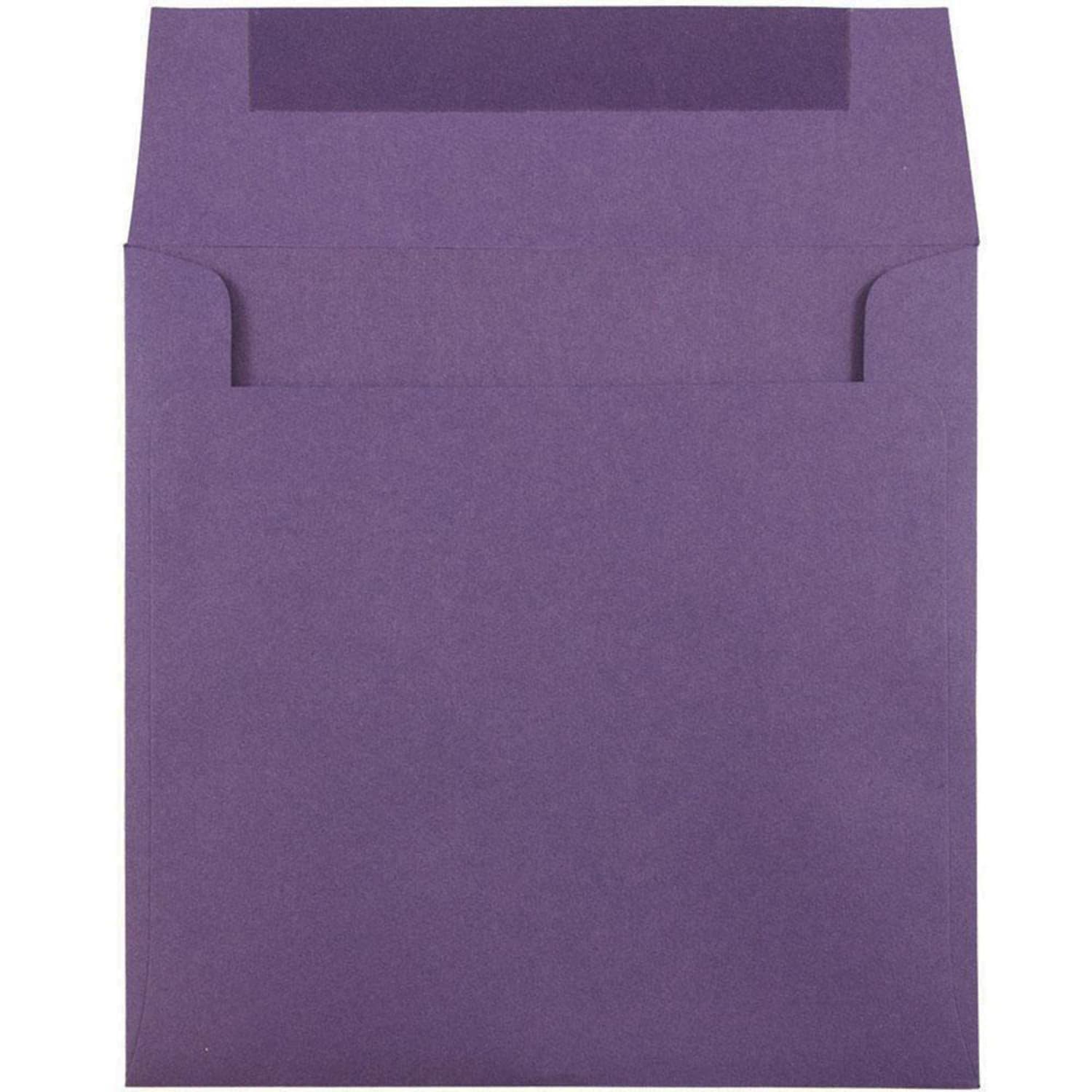 JAM Paper Color Square Invitation Envelopes, 8 1/2in x 8 1/2in, Gummed Seal, Dark Purple, Pack Of 25 - Image 3