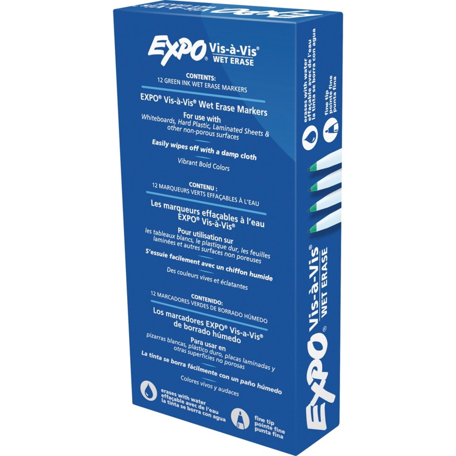 EXPO Vis-A-Vis Wet-Erase Fine-Tip Markers, Green, Box Of 12 - Image 3