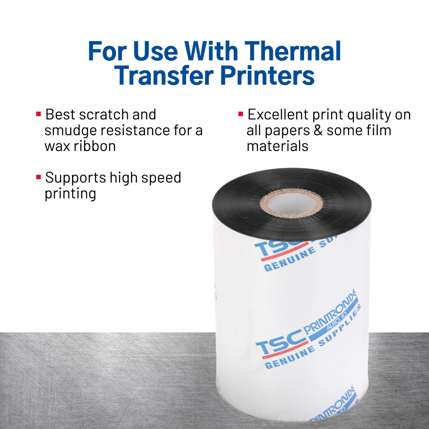 TSC Printronix Auto ID 8300-PWX Thermal Transfer 4-3/8inW x 2051L Black Ribbons, Pack Of 6 Rolls - Image 4