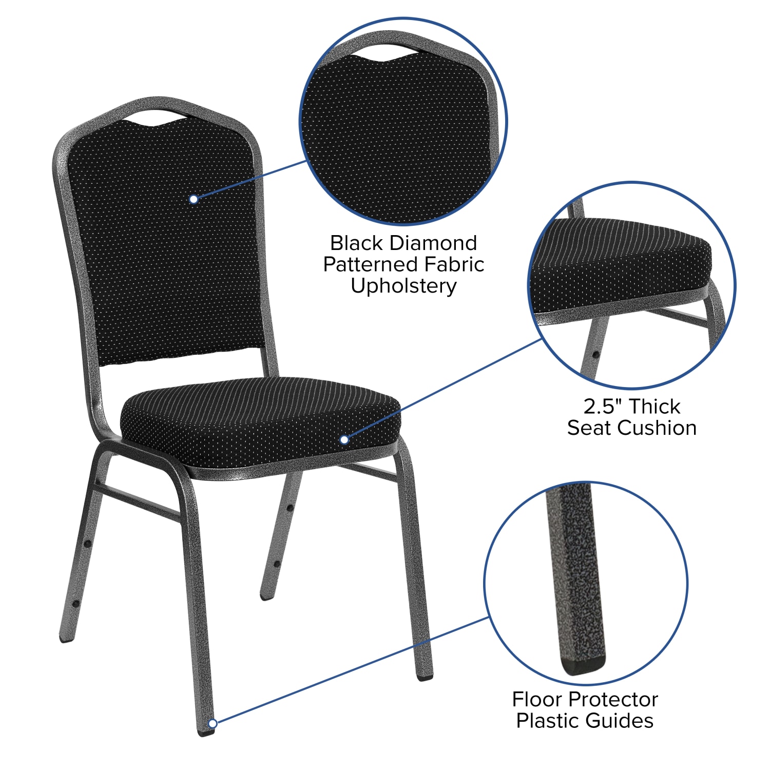 Flash Furniture HERCULES Fabric Crown-Back Stacking Banquet Chair, Black Dot/Silver - Image 6