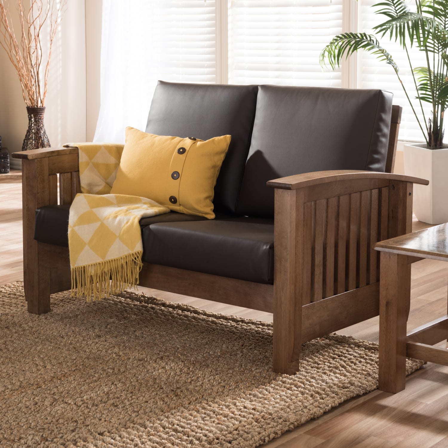 Baxton Studio Alina Loveseat Dark BrownDark Walnut PopularChairscom