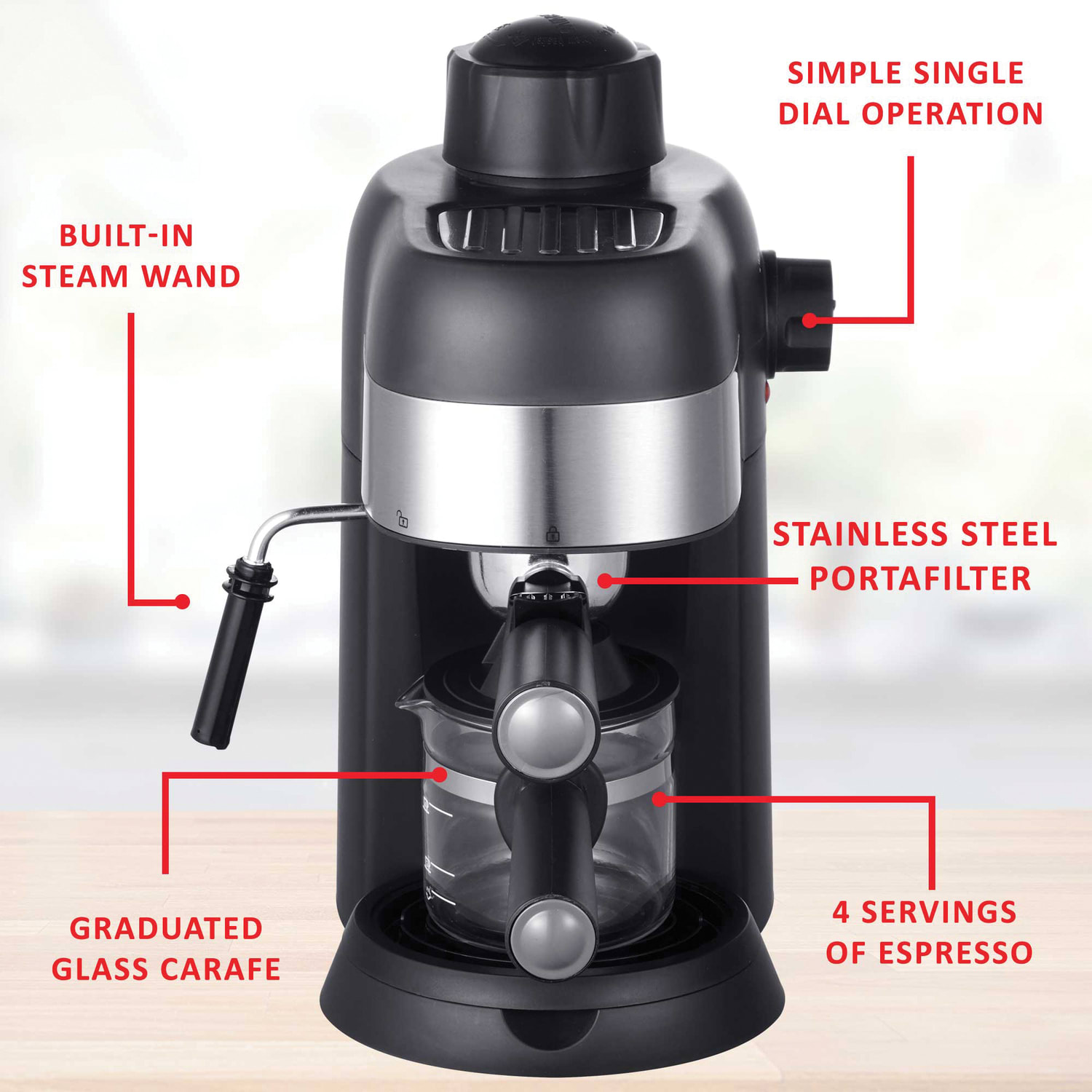 Brentwood 4-Cup Stainless-Steel Espresso And Cappuccino Maker Machine, Black - Image 6