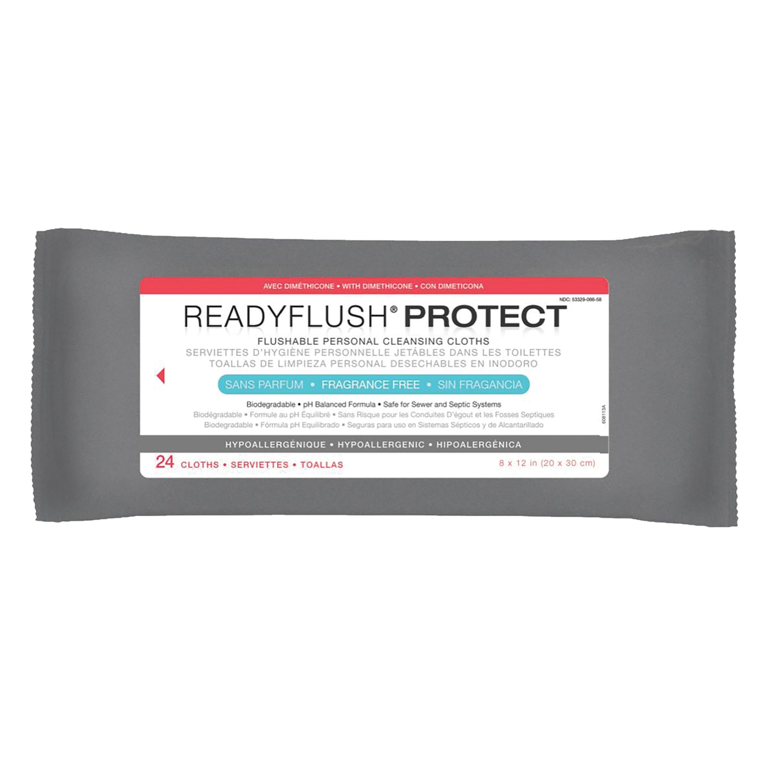 ReadyFlush Flushable Wipes, Unscented, 8in x 12in, White, 24 Wipes Per Pack, Case Of 24 Packs - Image 3