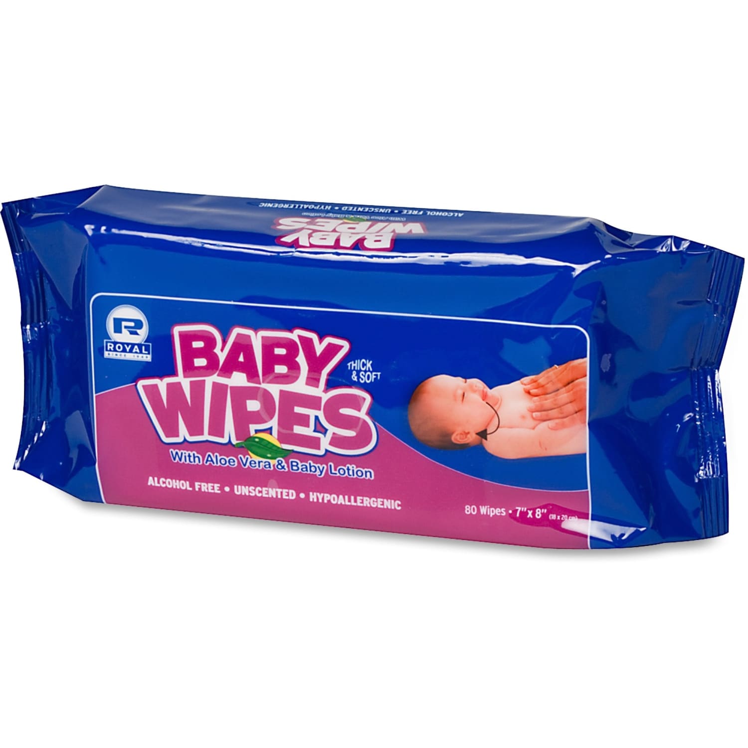 Royal Paper Baby Wipes Refills, White, 80 Wipes Per Pack, Case Of 12 Packs - Image 3