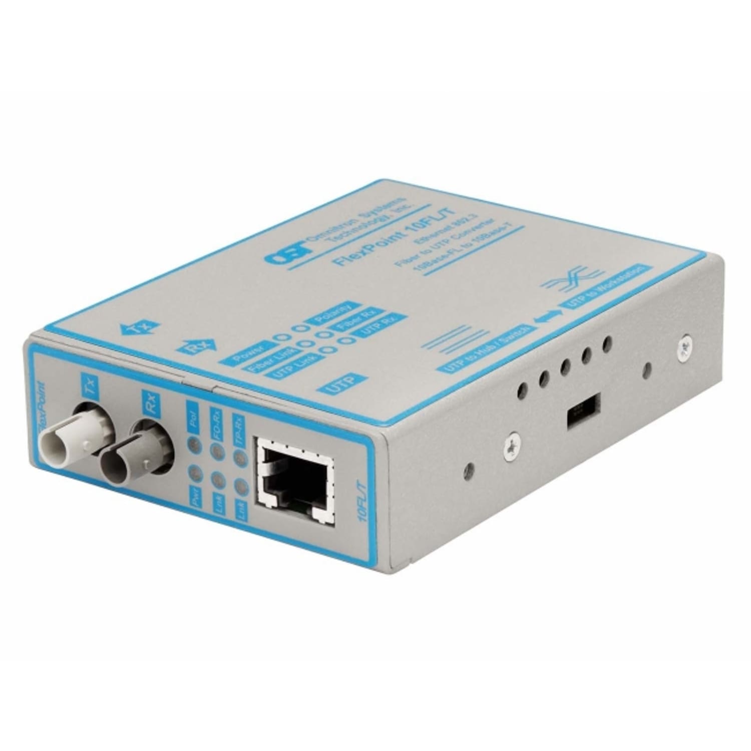 Omnitron FlexPoint 10FL/T - Fiber media converter - 10Mb LAN - 10Base-T, 10Base-FL - RJ-45 / ST multi-mode - up to 1.2 miles - 850 nm - Image 3