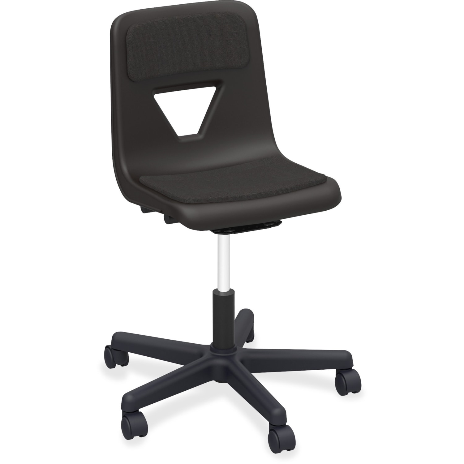 Lorell Classroom Adjustable-Height Padded Mobile Task Chair, Black - Image 3