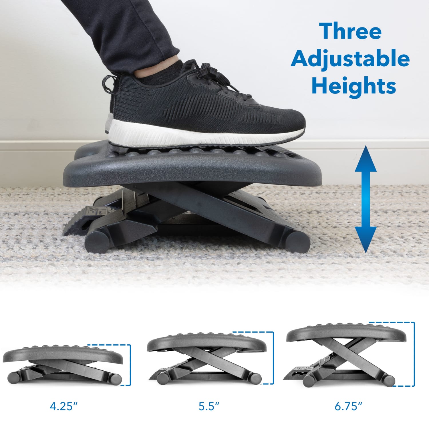 Mount-It! Ergonomic Adjustable Office Footrest, 17in x 13in, Black - Image 3