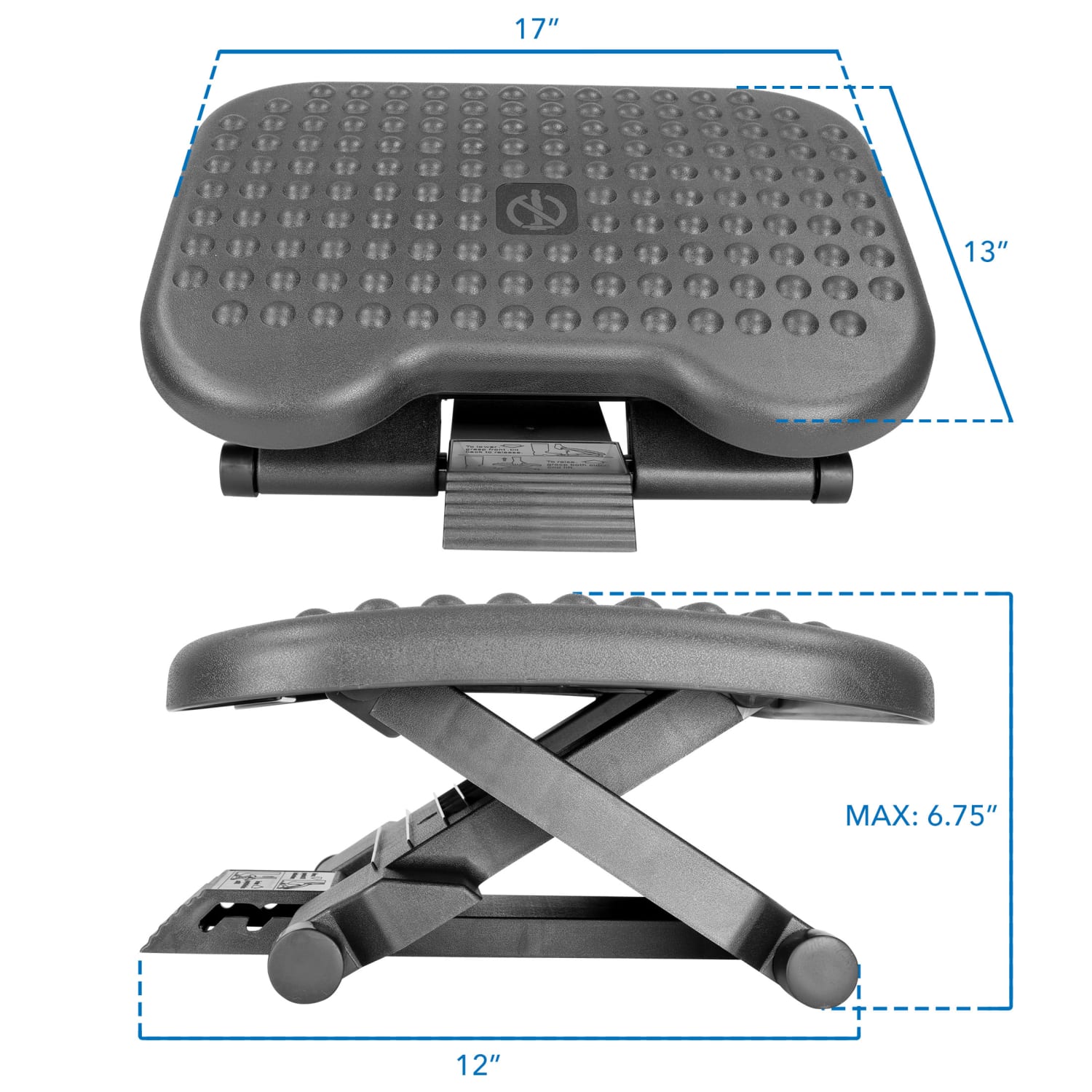 Mount-It! Ergonomic Adjustable Office Footrest, 17in x 13in, Black - Image 8