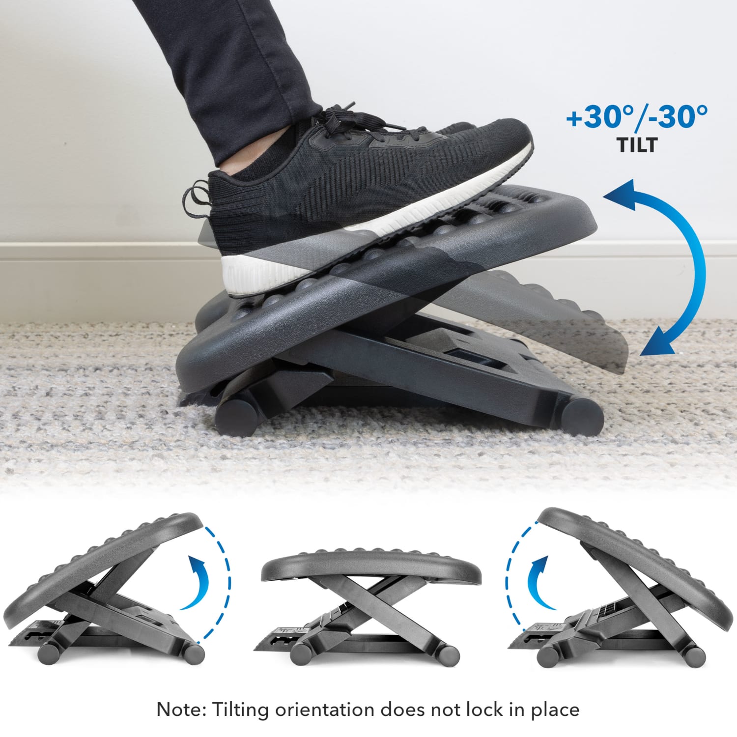 Mount-It! Ergonomic Adjustable Office Footrest, 17in x 13in, Black - Image 9