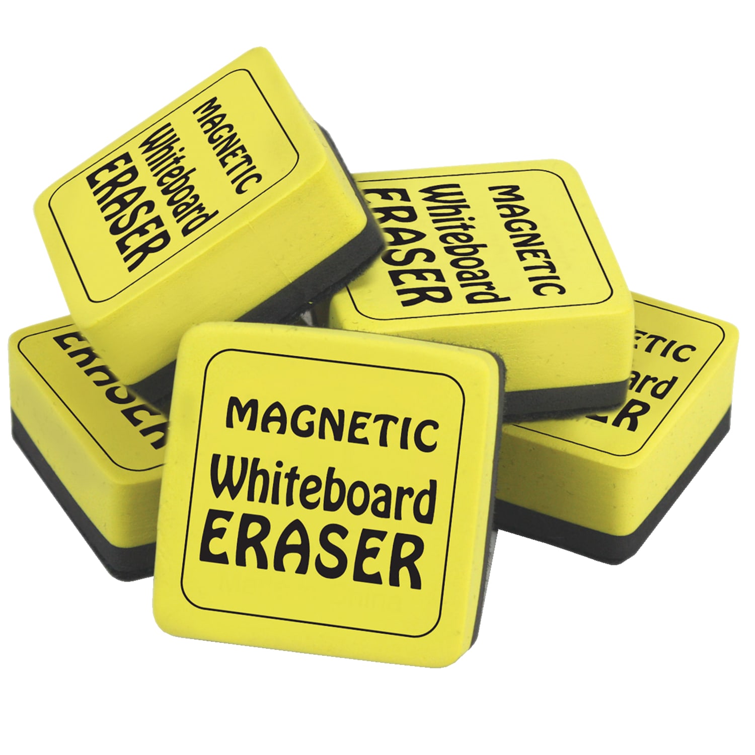 The Pencil Grip Magnetic Whiteboard Eraser, 2in x 2in, Yellow, 12 Per Pack, Set Of 2 Packs