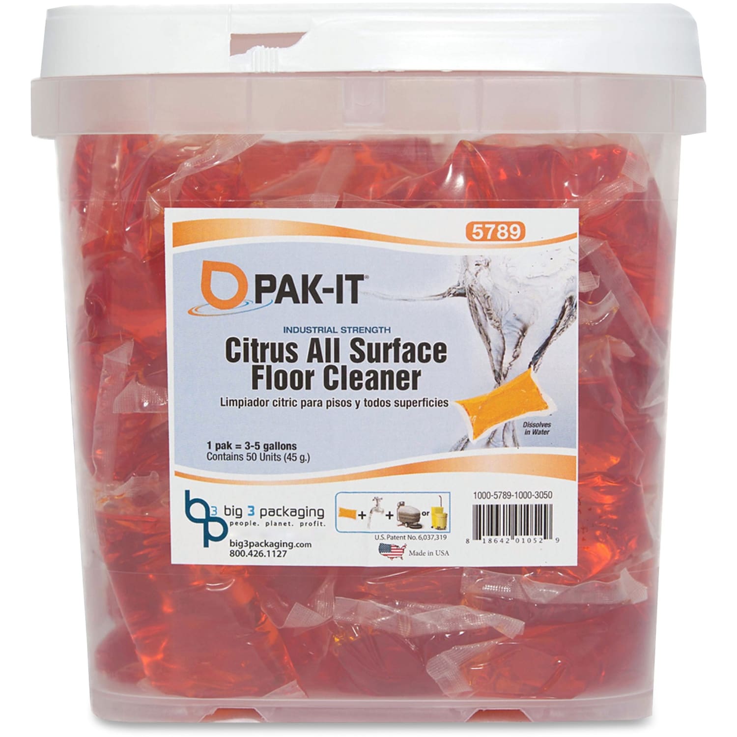 Big 3 Packaging PAK-IT All-Surface Floor Cleaner, Citrus Scent, Pack Of 50 - Image 5