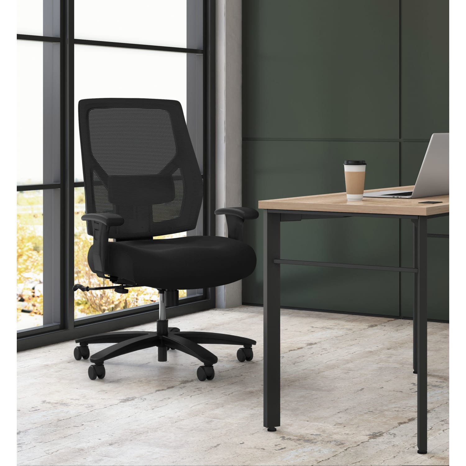 HON Basyx Big & Tall Mid Back Task Chair, Black - Image 7