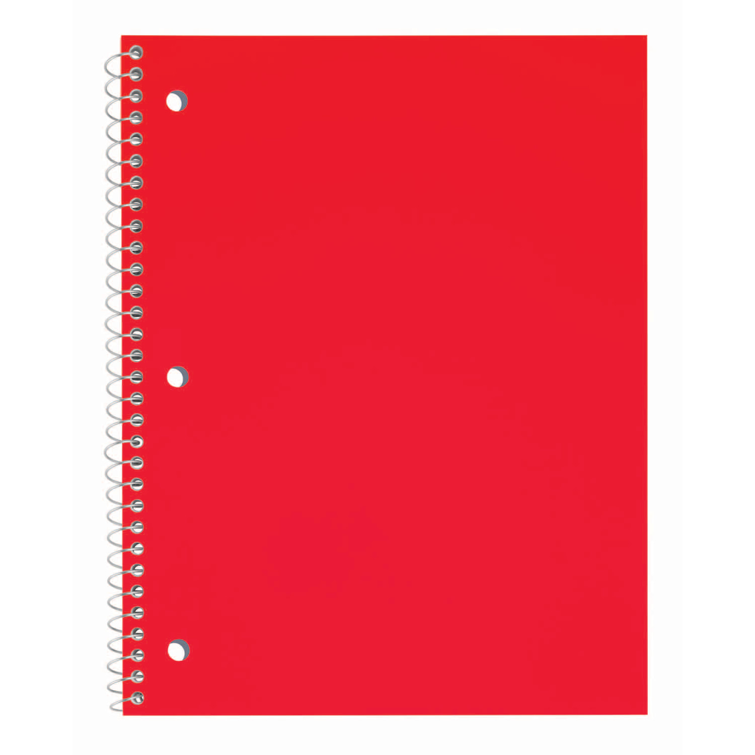 Just Basics Poly Spiral Notebook, 8in x 10-1/2in, 1 Subject, College Ruled, 70 Sheets, Red
