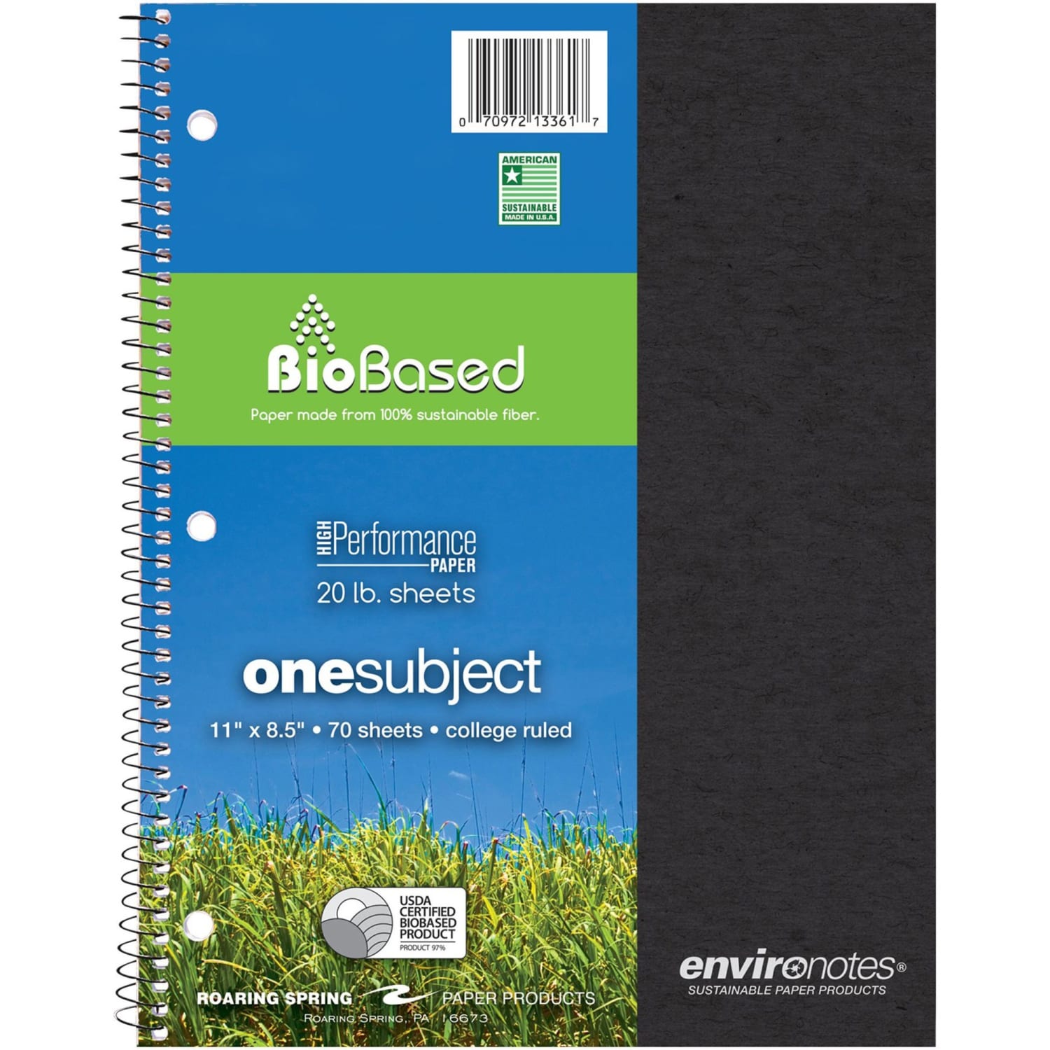 Roaring Spring Environotes College Ruled 1 Subject Recycled Spiral Notebook - 70 Sheets - 140 Pages - 0 - Image 3