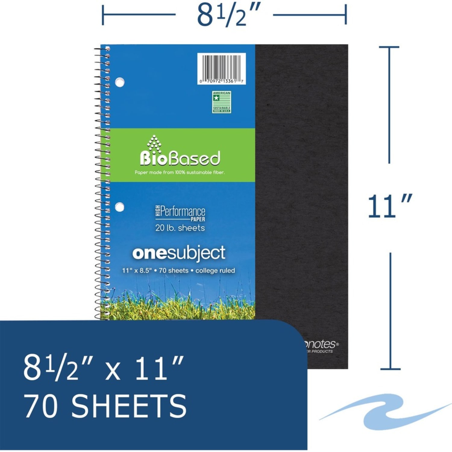Roaring Spring Environotes College Ruled 1 Subject Recycled Spiral Notebook - 70 Sheets - 140 Pages - 0 - Image 4