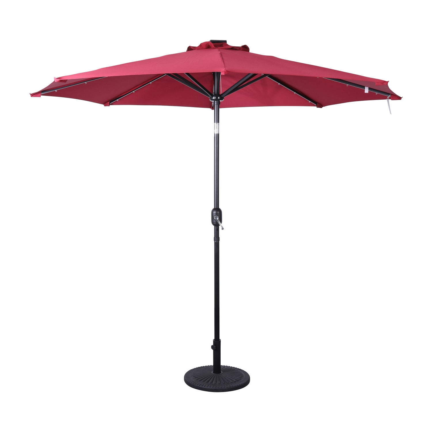 Flash Furniture Montego Commercial Grade 9ft Round Solar LED Umbrella with Crank Lift and Tilt Function, Red - Image 3