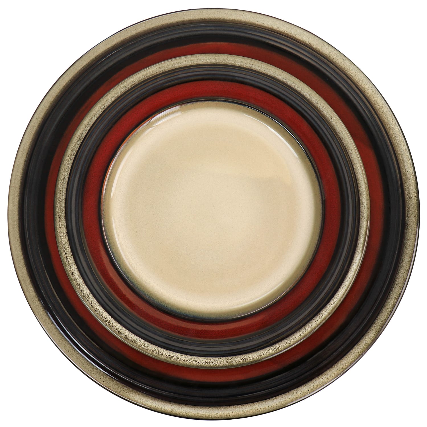 Gibson Elite Everston 12-Piece Double-Ring Design Dinnerware Set, Red - Image 3