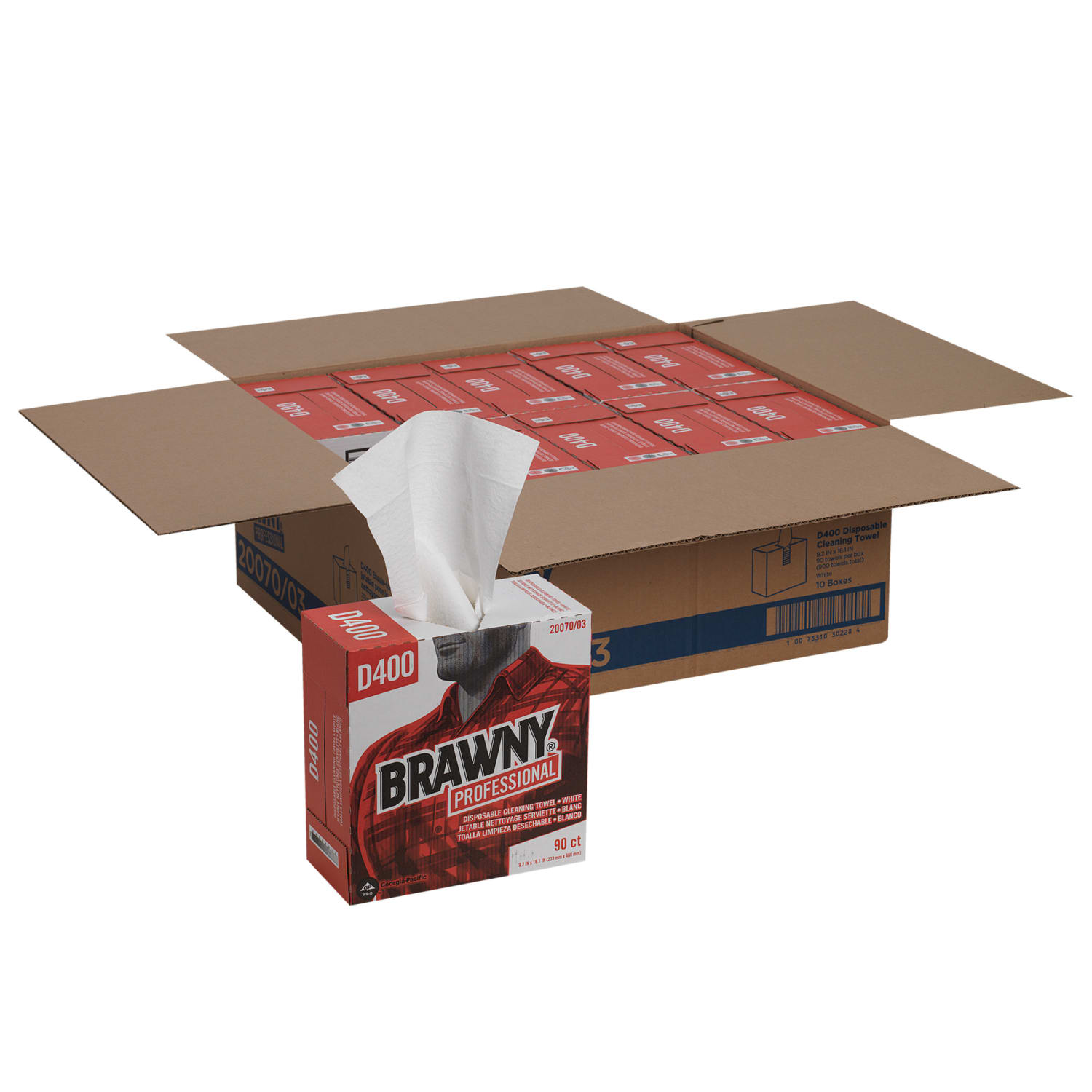 Brawny Professional by GP PRO Premium All Purpose DRC Wipers, White, 90 Sheets Per Box, Case Of 10 Boxes - Image 3