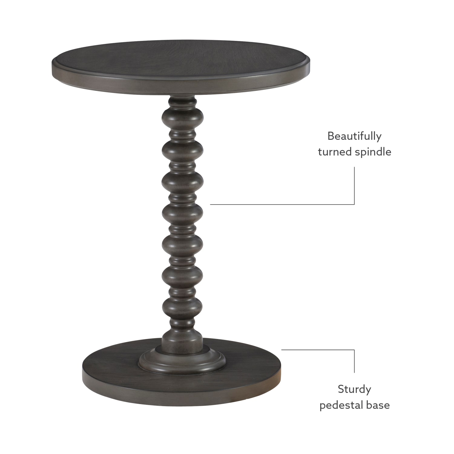 Powell Jarsky Round Spindle Side Table, 22-1/4inH x 17inW x 17inD, Dark Gray - Image 6