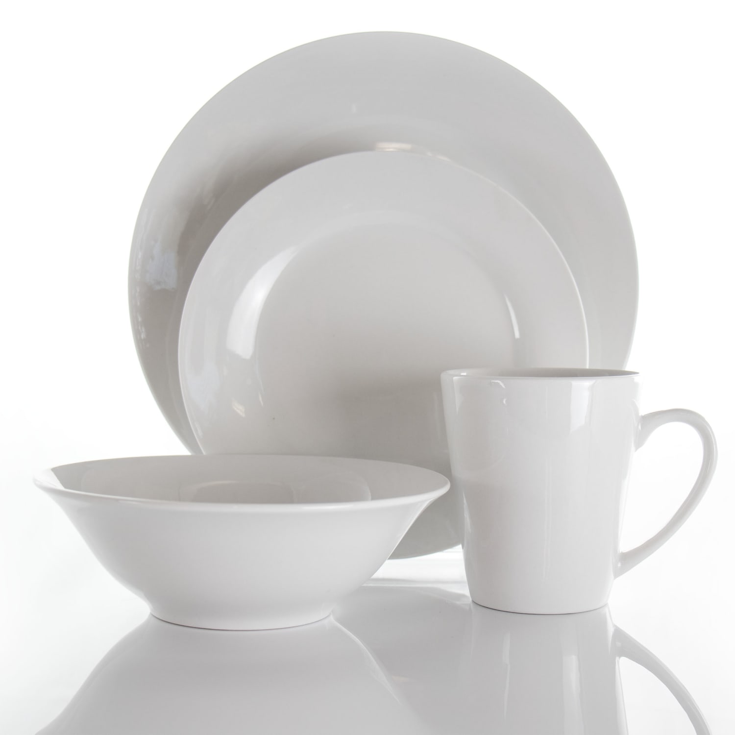 Elama Marshall 16-Piece Porcelain Dinnerware Set, White - Image 3