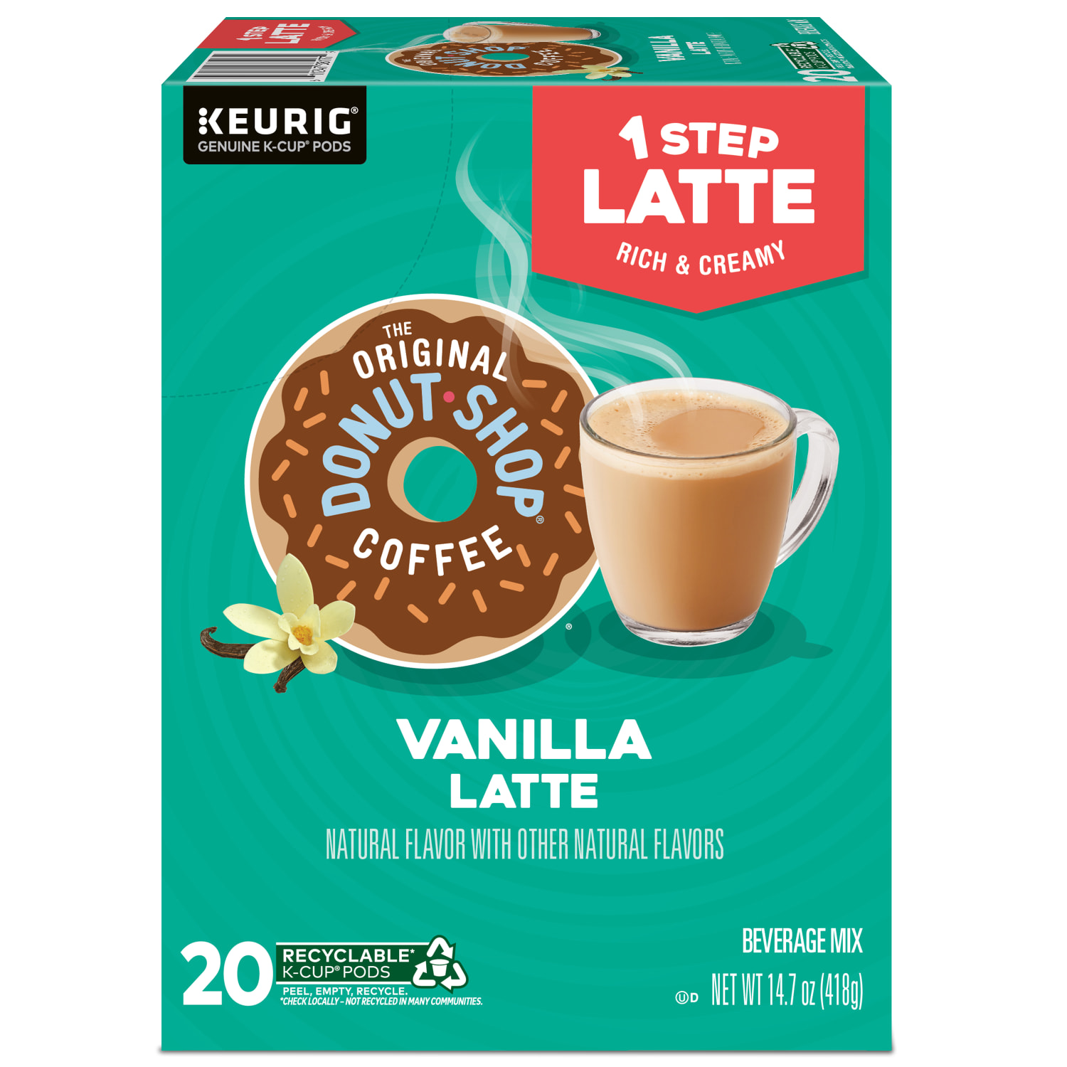The Original Donut Shop One Step Vanilla Latte Keurig Single-Serve Coffee K-Cup Pods, 20 Pods Per Pack, Case Of 4 Packs - Image 4