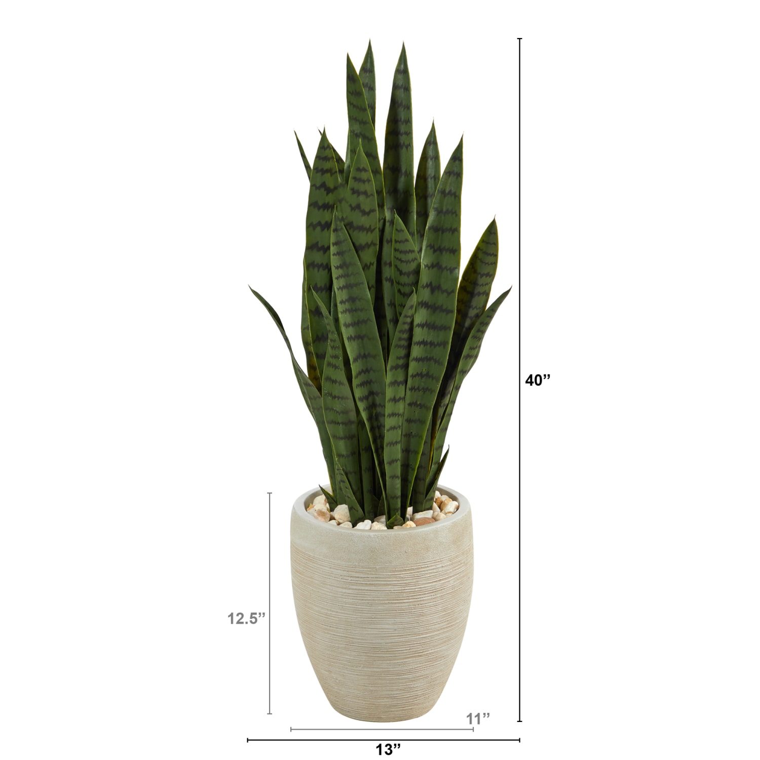 Nearly Natural Sansevieria 40inH Artificial Plant With Planter, 40inH x 13inW x 13inD, Green/Beige - Image 3
