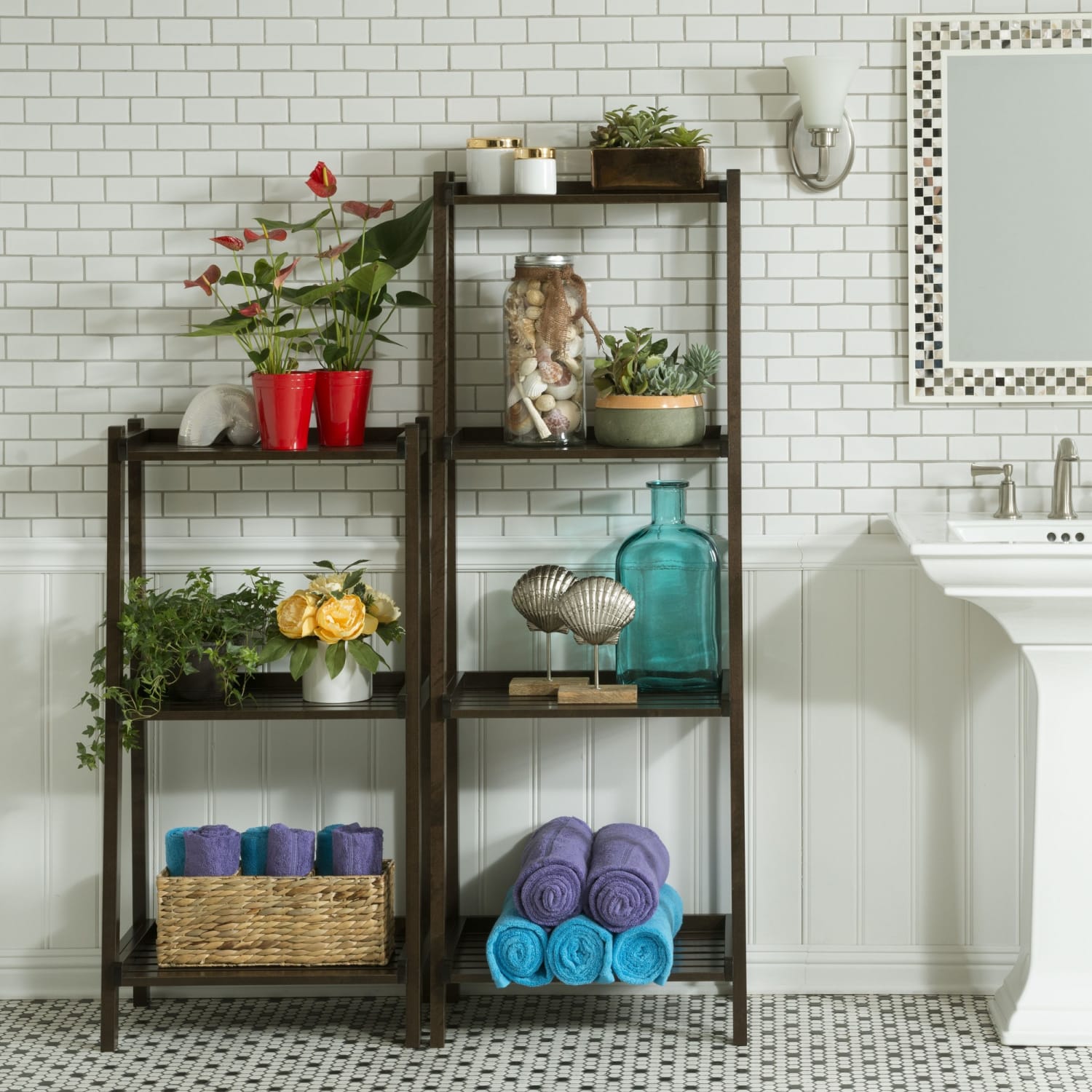 New Ridge Home Goods Dunnsville 60inH 4-Tier Leaning Ladder Bookcase, Espresso - Image 5