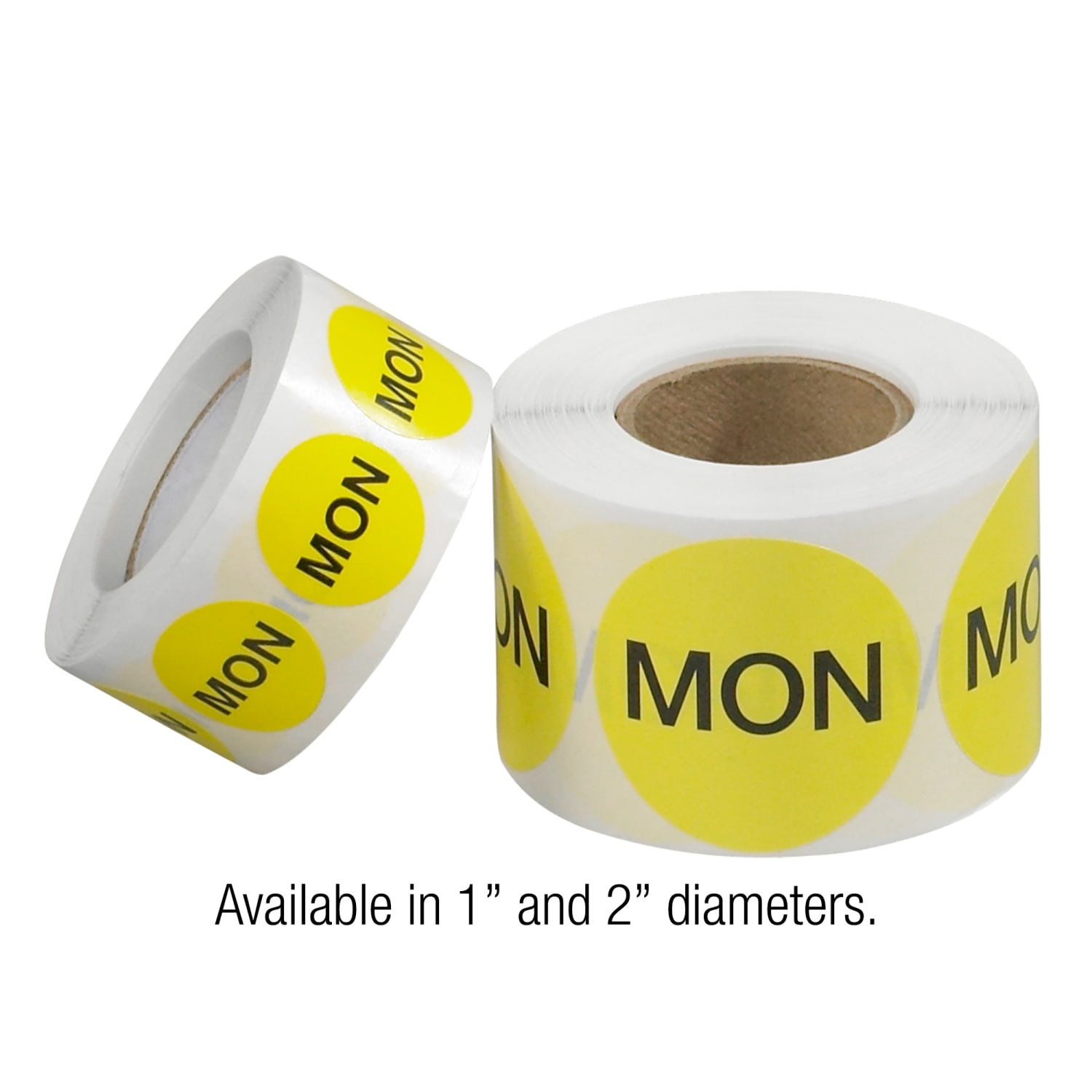 Tape Logic Permanent Inventory Label Roll, DL6502, Weekday-Style, "MON," 2in Diameter, Yellow, Roll Of 500 - Image 4