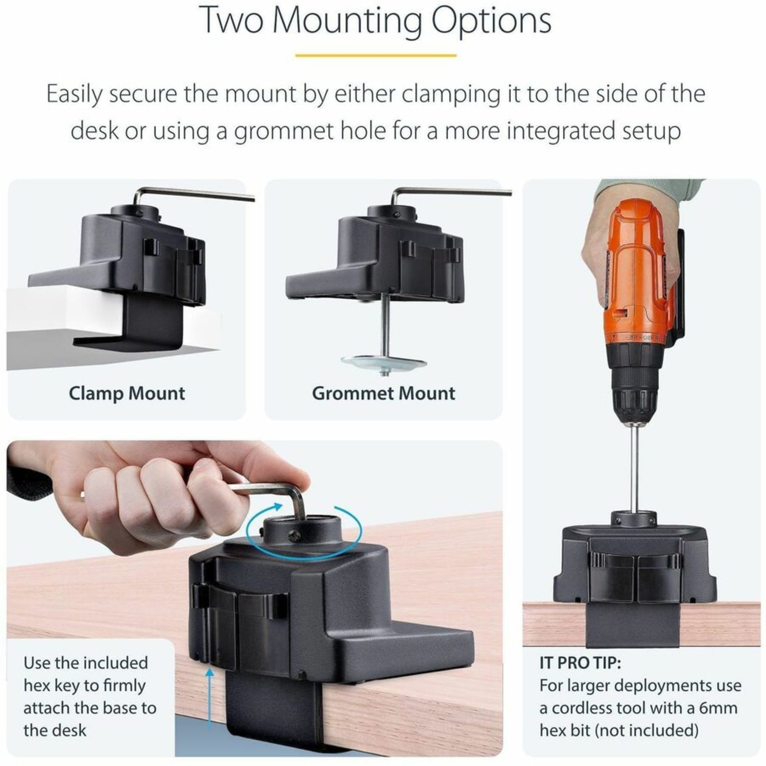 StarTech.com Desk Mount Monitor Arm with 2x USB 3.0 ports - Full Motion Single Monitor Pole Mount up to 34in VESA Display - C-Clamp/Grommet - Image 6