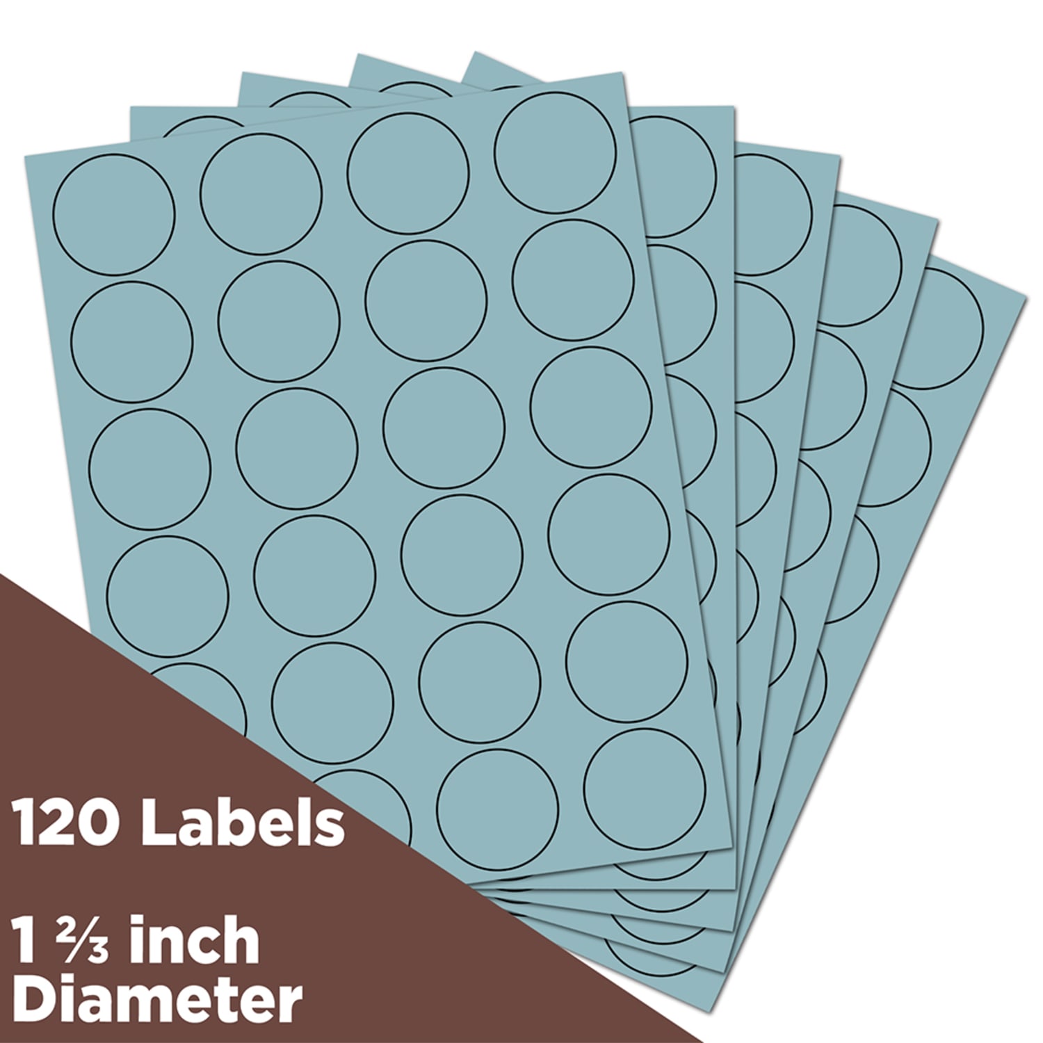 JAM Paper Circle Labels, 1 2/3in, Baby Blue, 24 Labels Per Sheet, Pack Of 5 Sheets - Image 3