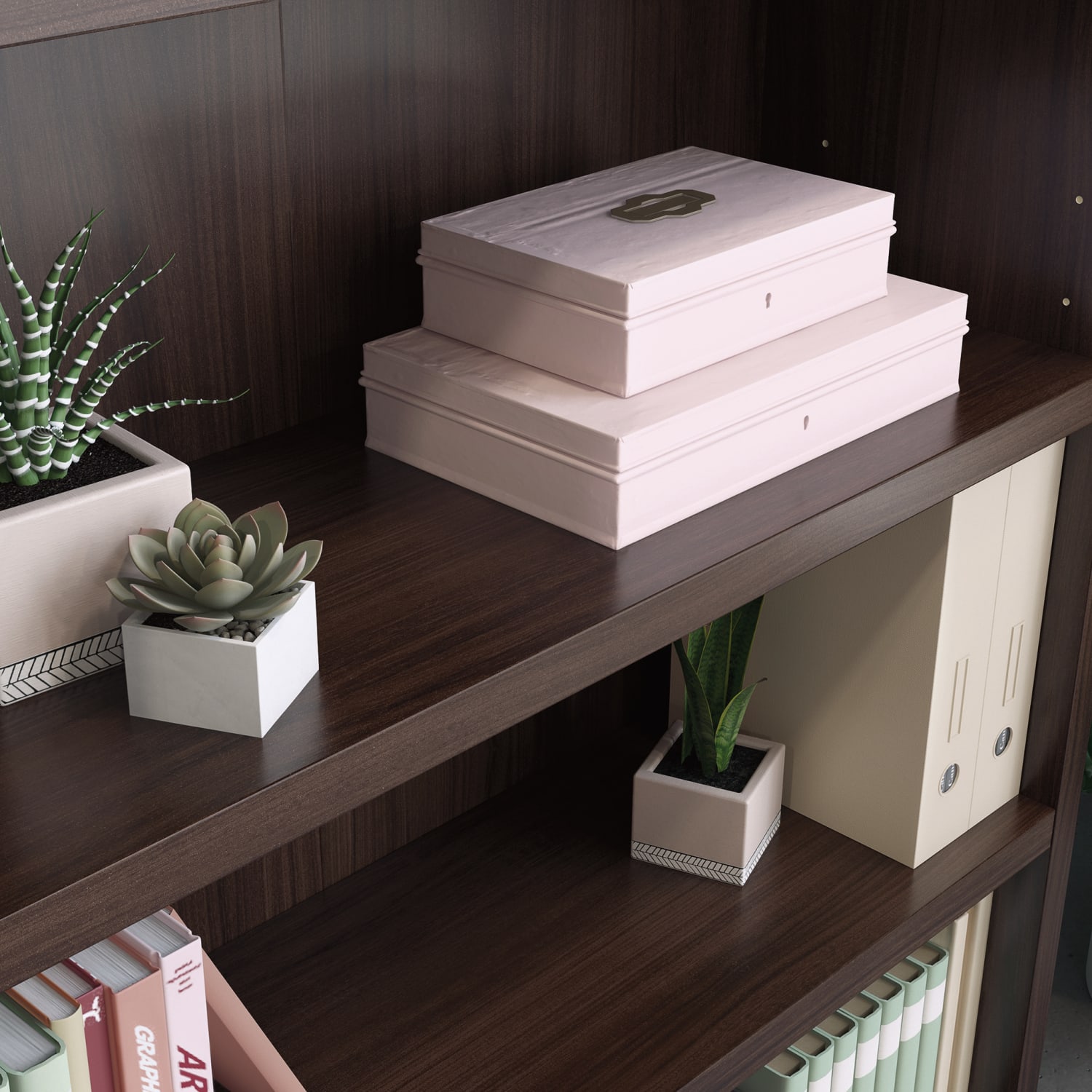 Sauder Affirm Commercial 66inH 5-Shelf Bookcase, Noble Elm - Image 4
