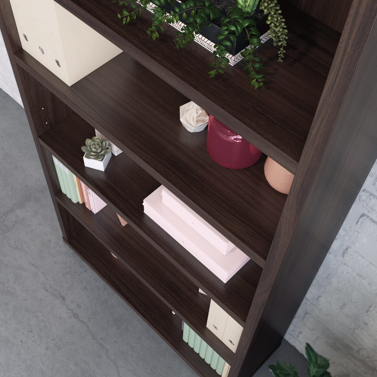Sauder Affirm Commercial 66inH 5-Shelf Bookcase, Noble Elm - Image 5