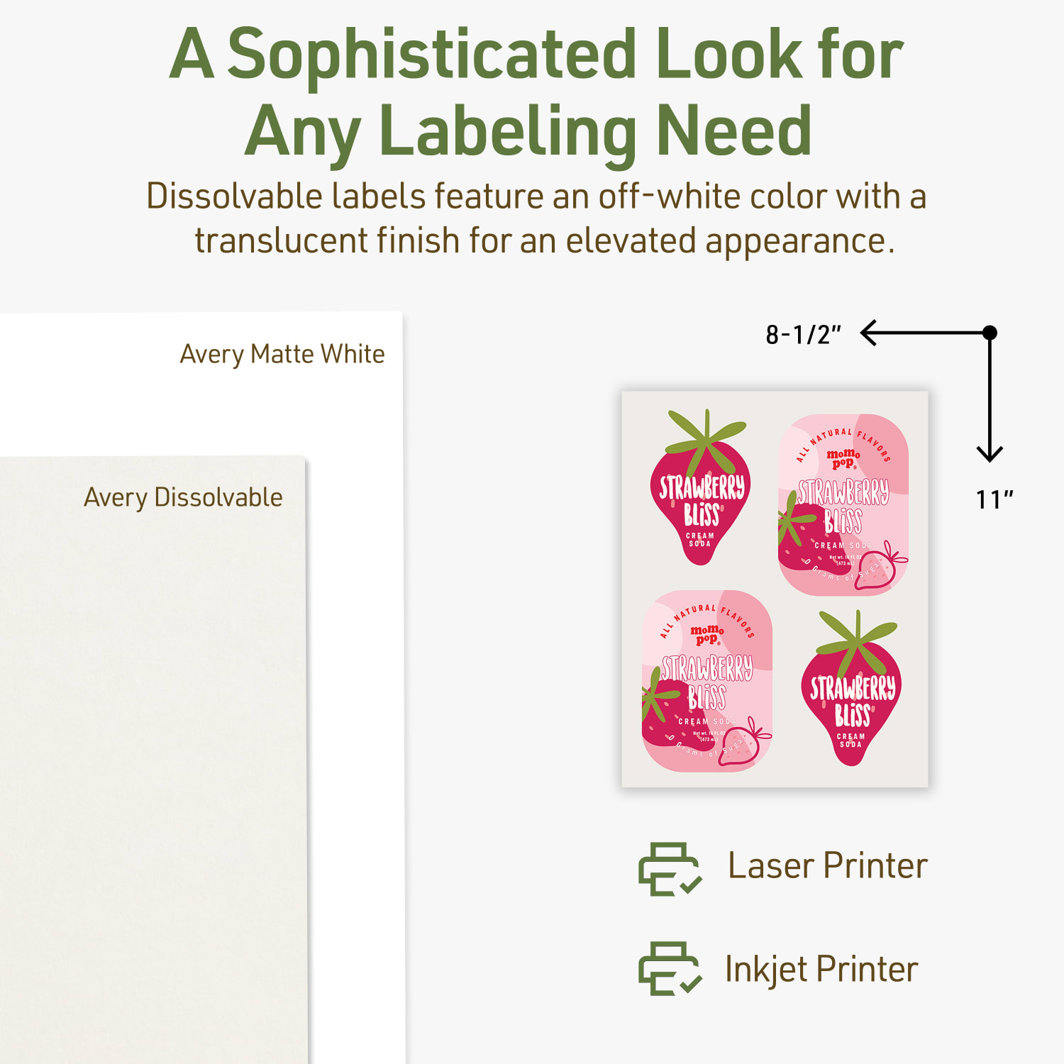Avery Dissolvable Labels, 94269-DWMP5, Rectangle, 8-1/2inx11in, Matte Off-White, Pack Of 5 - Image 5