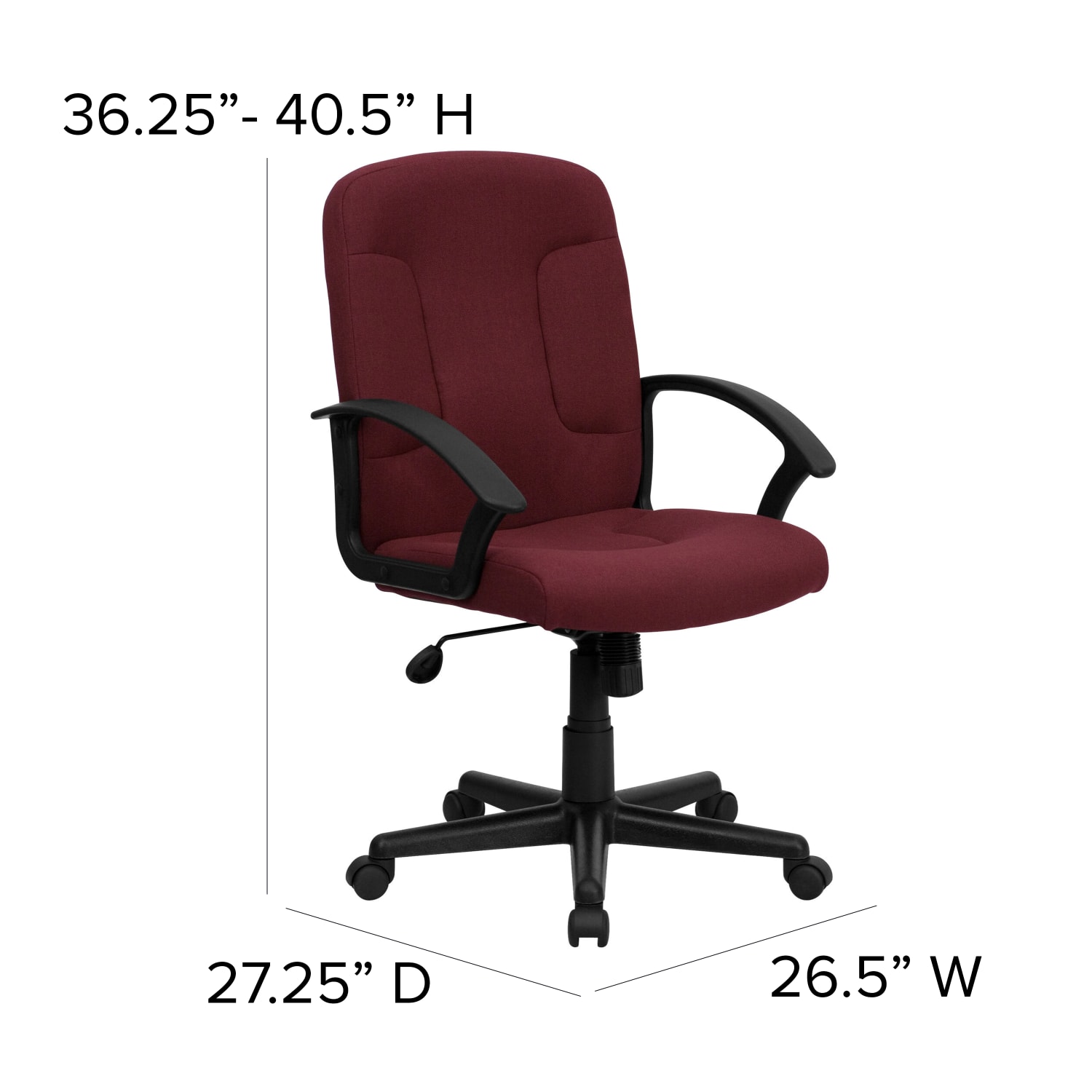 Flash Furniture Fabric Mid Back Swivel Chair BurgundyBlack PopularChairscom