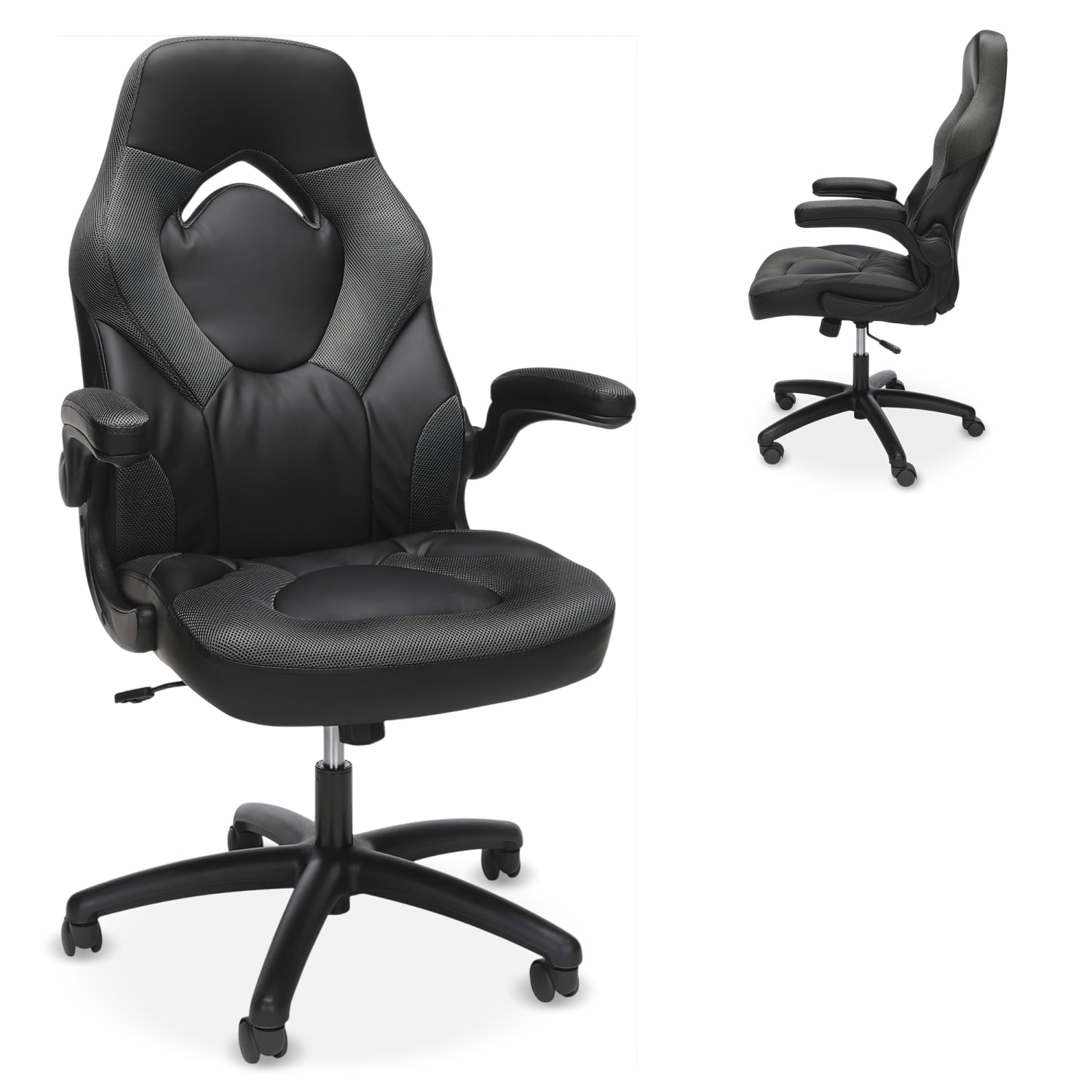 Respawn Racing Style Ergonomic Bonded Leather Computer Gaming Chair, Gray
