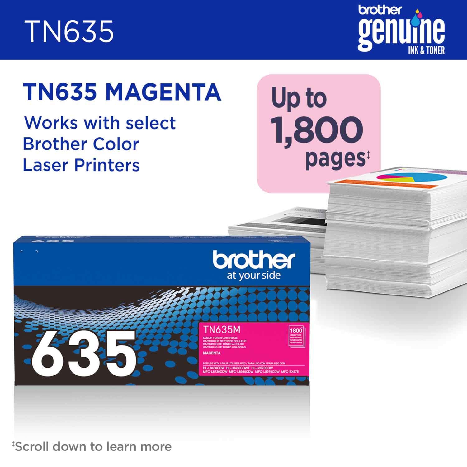 Brother TN635 Magenta Standard Yield Toner Cartridge (TN635M) - Image 3