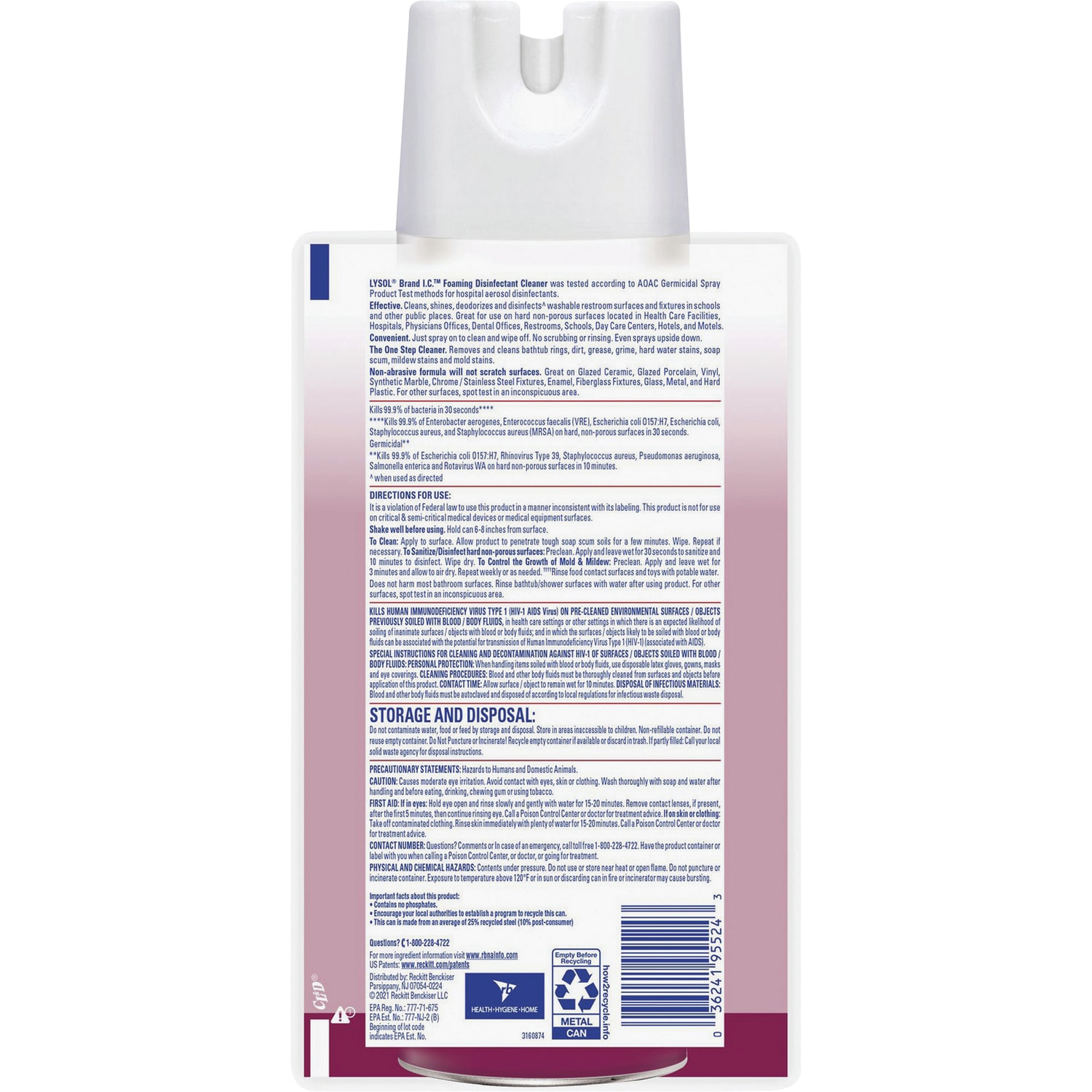 Lysol I.C. Foam Disinfectant, 24 Fl Oz, White, Pack Of 12 Cans - Image 4
