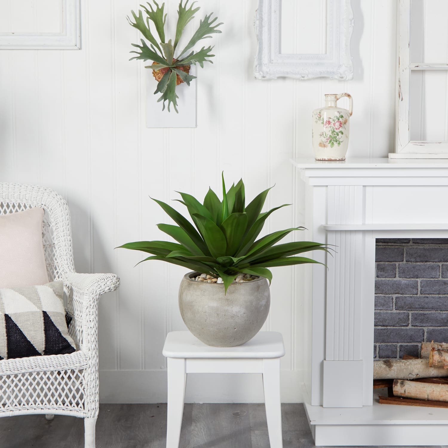 Nearly Natural Agave 24inH Artificial Plant With Sand Colored Bowl, 24inH x 28inW x 28inD, Green - Image 6